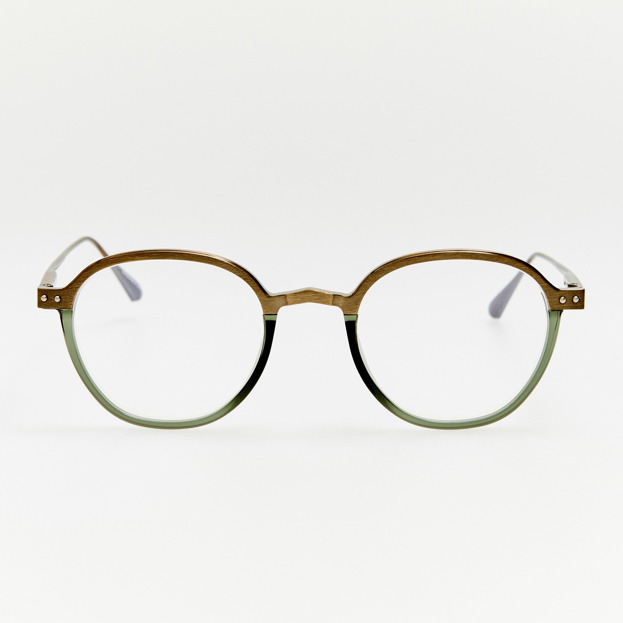 Devon Optical in Antique Gold and Green - LINDA FARROW - Optical Frame - 