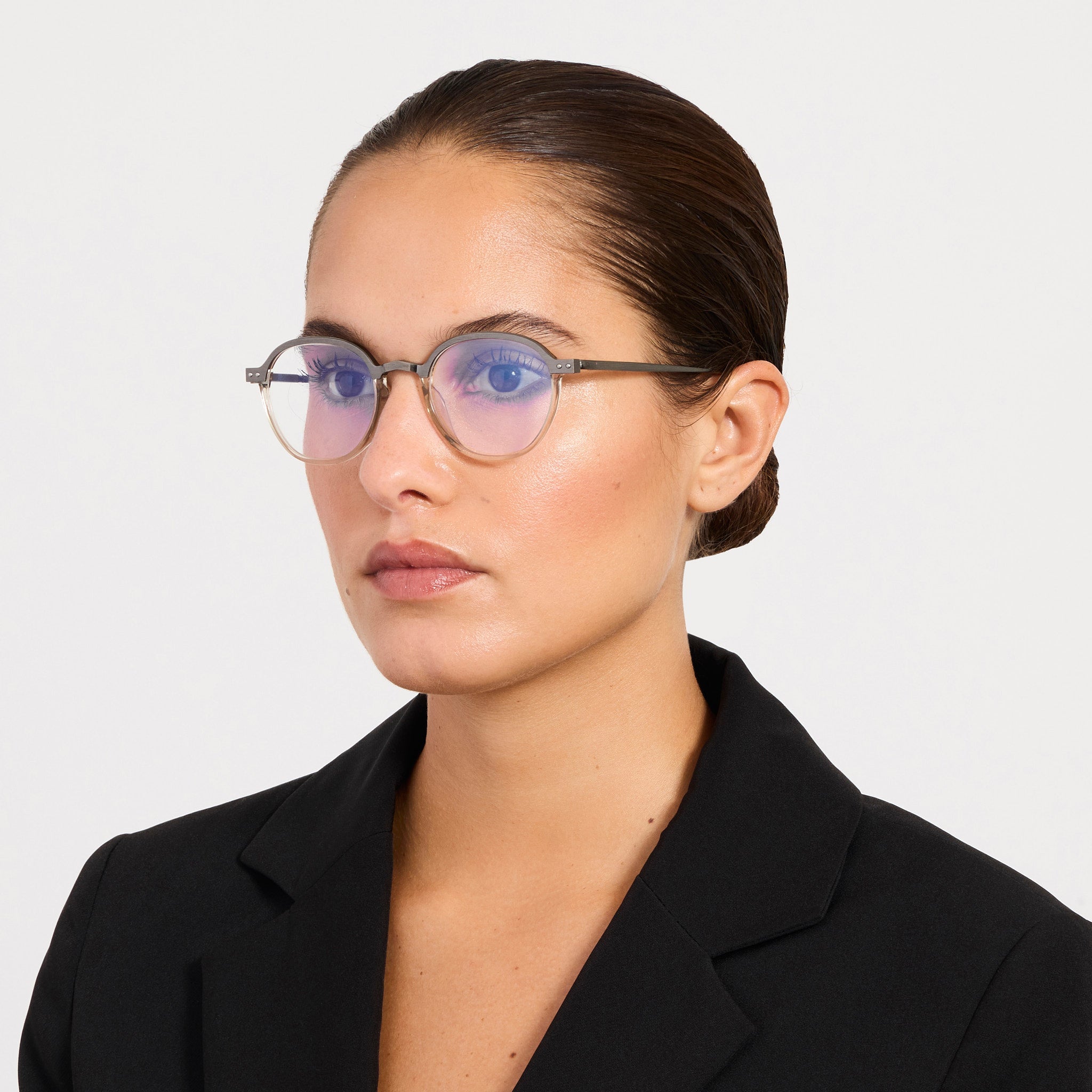 Devon Optical in Antique White Gold and Truffle - LINDA FARROW - Optical Frame - 