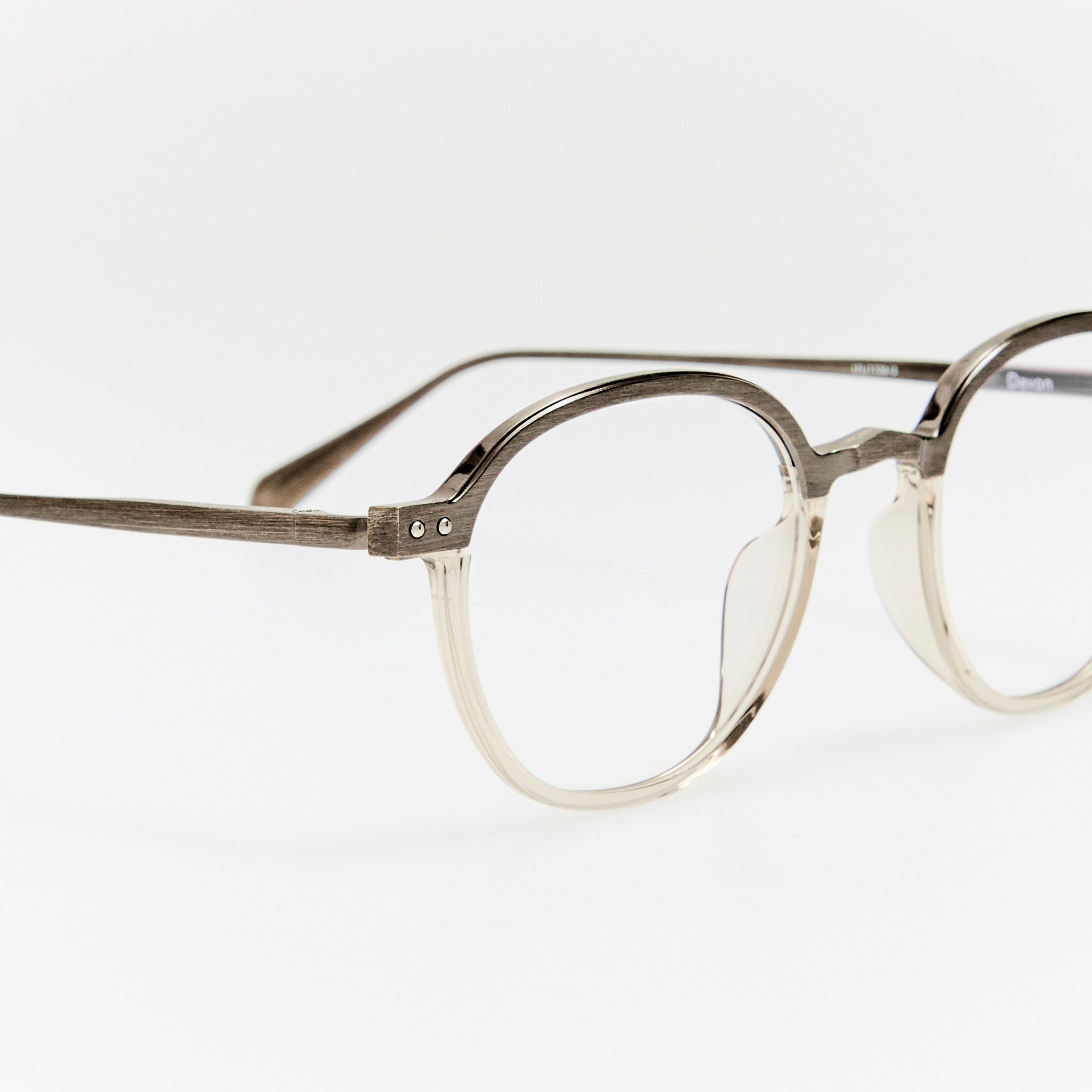 Devon Optical in Antique White Gold and Truffle - LINDA FARROW - Optical Frame - 