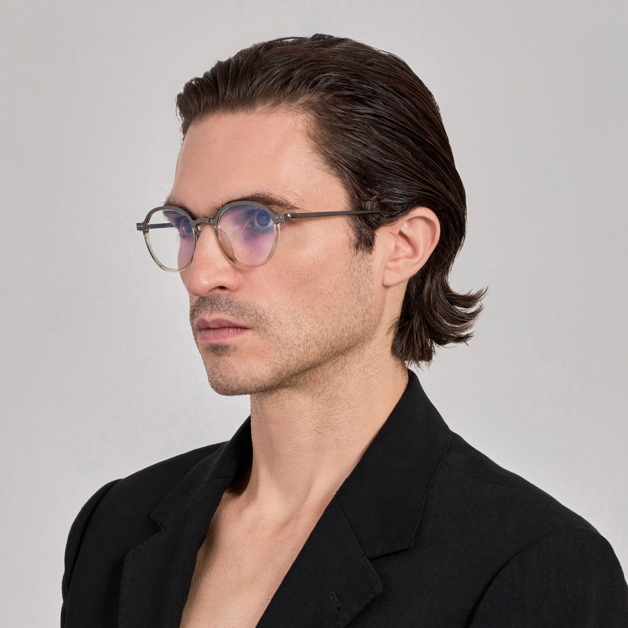 Devon Optical in Antique White Gold and Truffle - LINDA FARROW - Optical Frame - 