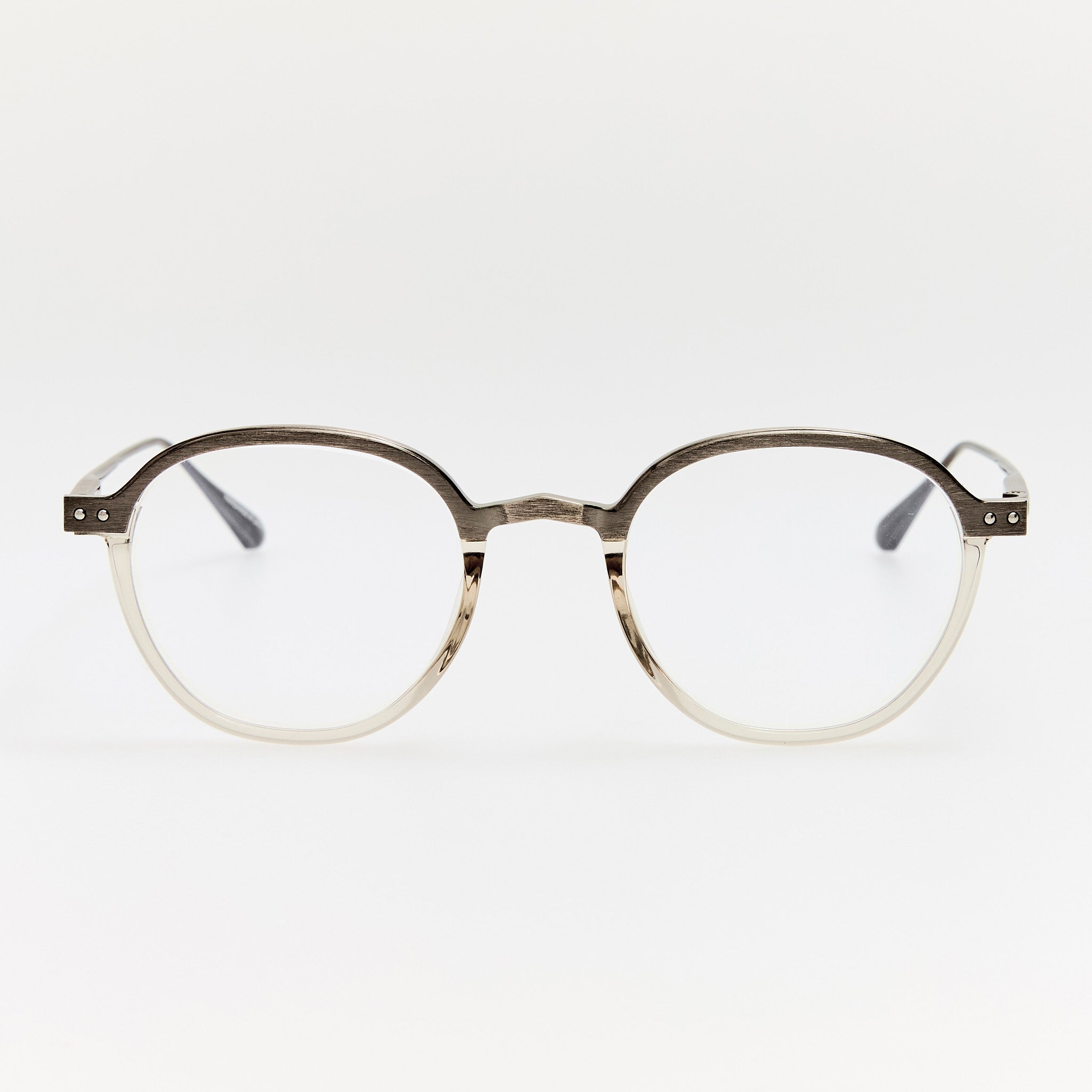 Devon Optical in Antique White Gold and Truffle - LINDA FARROW - Optical Frame - 