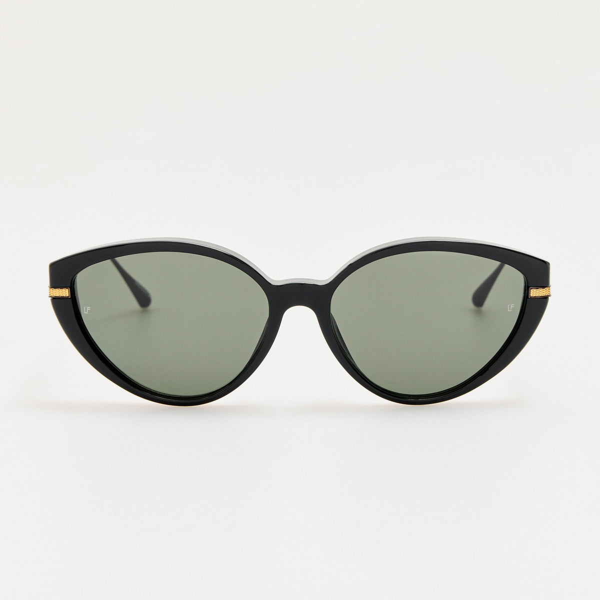 Flavia Sunglasses in 22K Gold and Black - LINDA FARROW-Sunglasses-