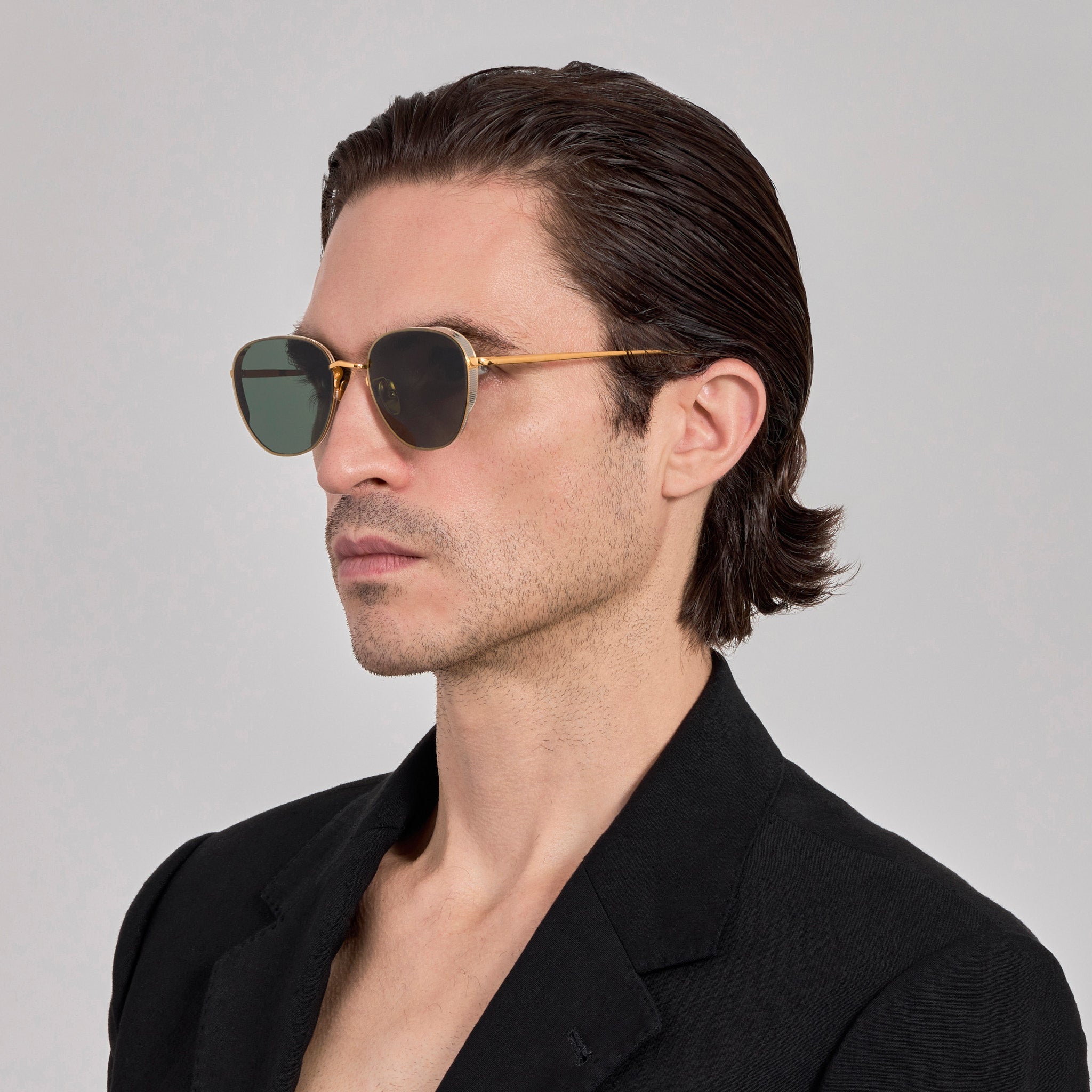 Hardy Sunglasses in 22K Gold and Green - LINDA FARROW - Sunglasses - 