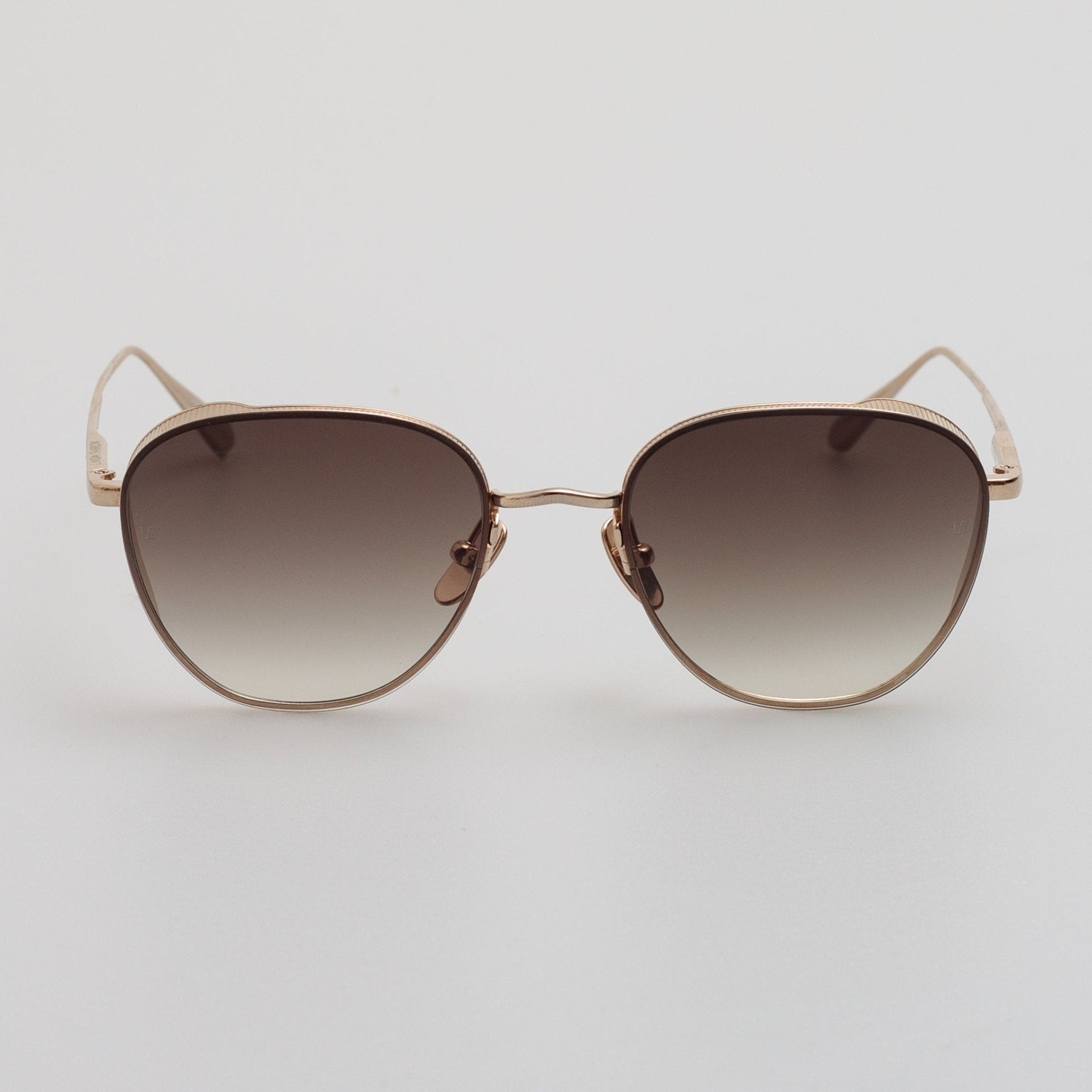 Hardy Sunglasses in 22K Gold and Mocha - LINDA FARROW - Sunglasses - 