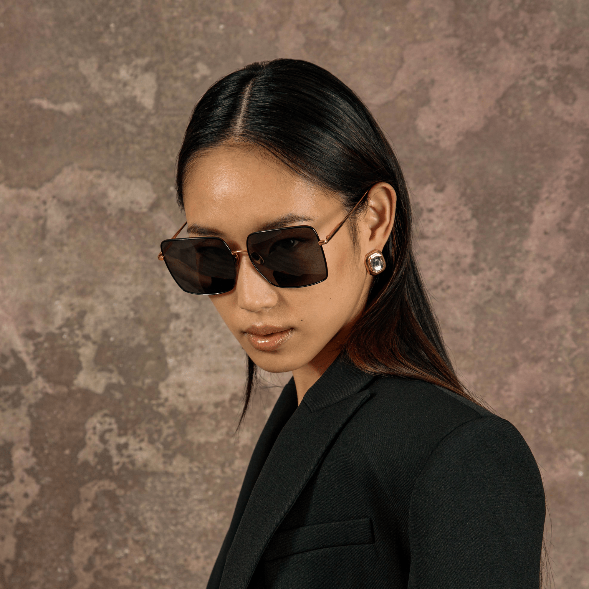 Hina Sunglasses in 22K Gold and Grey - LINDA FARROW - Sunglasses - 