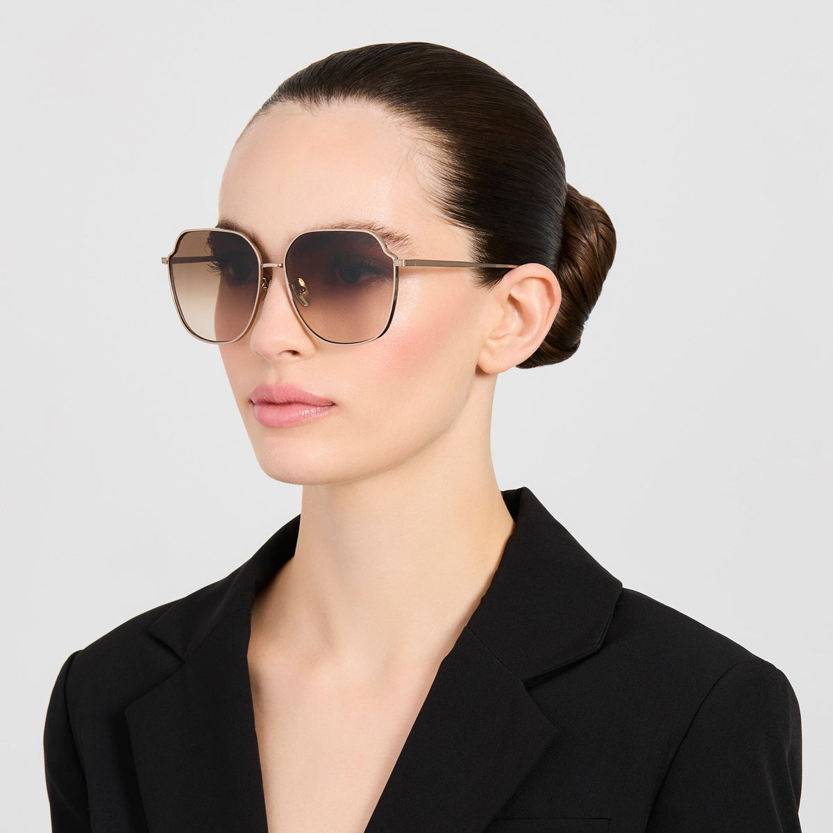 Jasmine Sunglasses in 22K Gold and Mocha - LINDA FARROW-Sunglasses-
