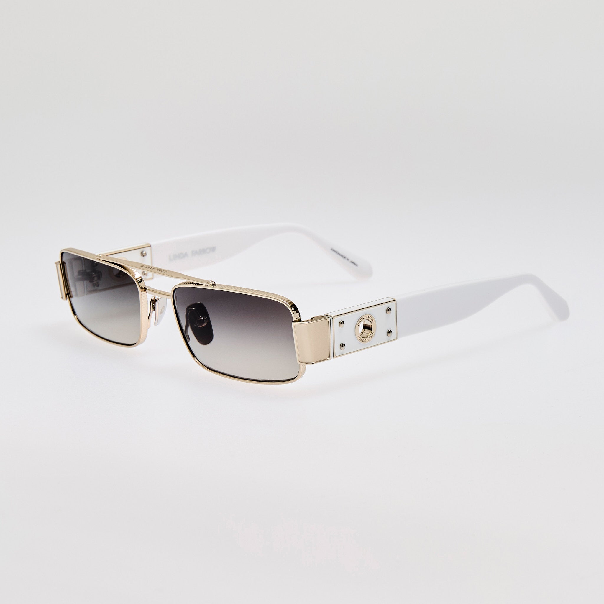 Joey Sunglasses in 22K White Gold and Grey - LINDA FARROW - Sunglasses - 
