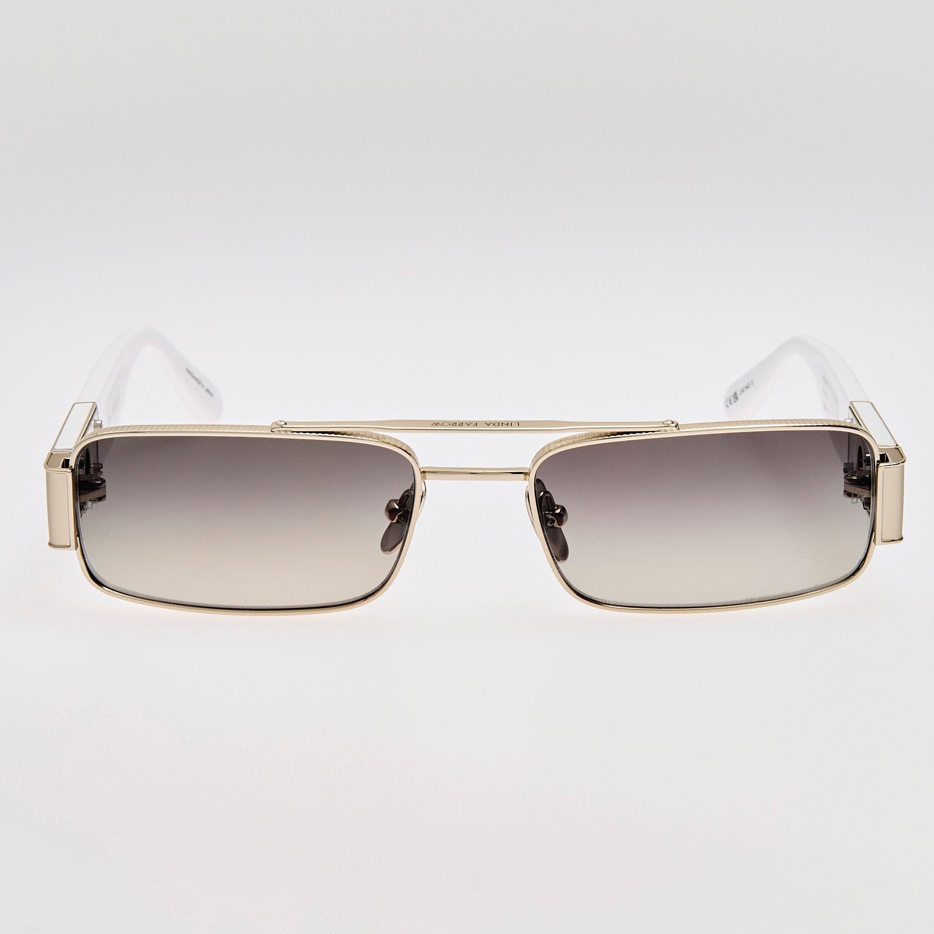 Joey Sunglasses in 22K White Gold and Grey - LINDA FARROW - Sunglasses - 