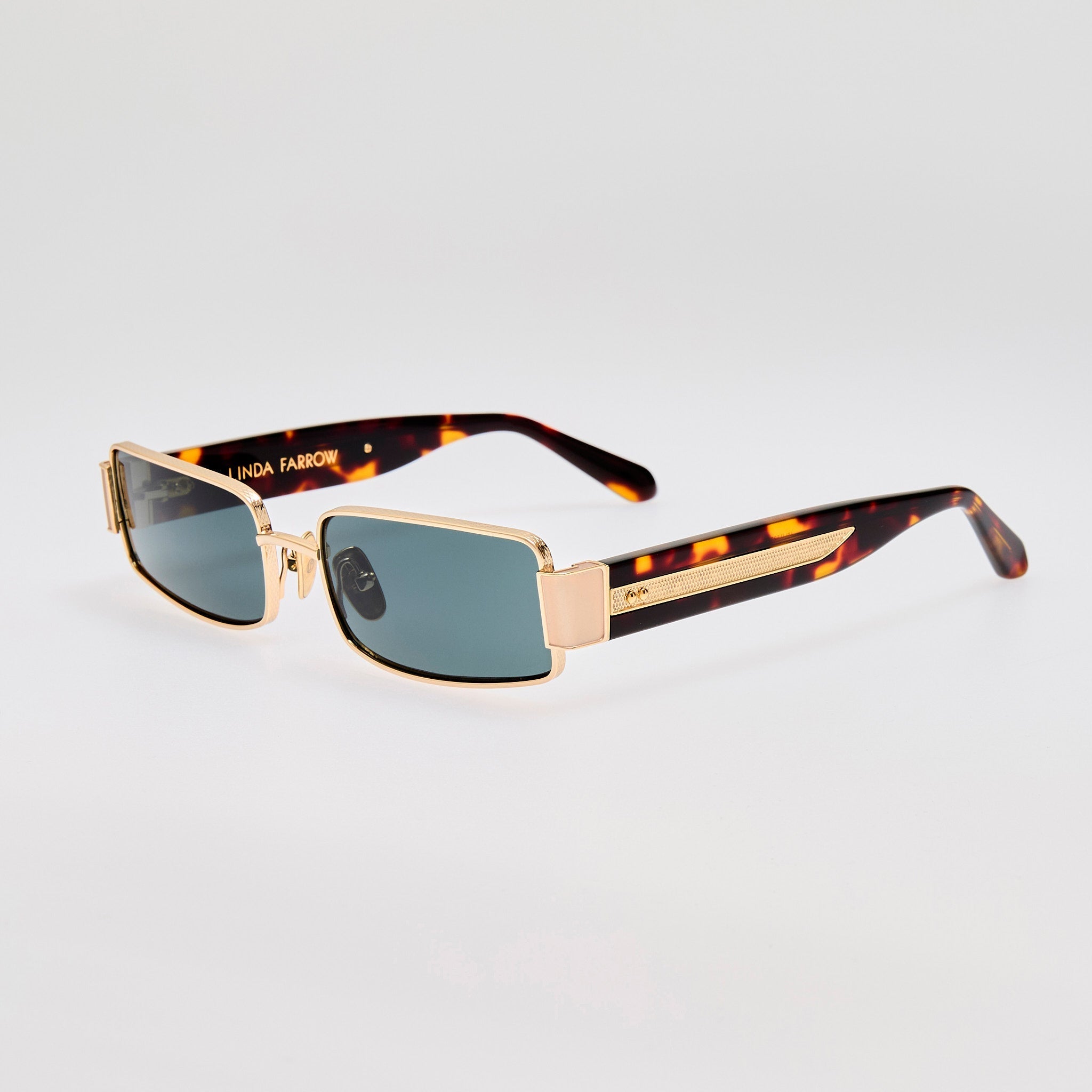 Kaia Sunglasses in 22K Gold and Green - LINDA FARROW - Sunglasses - 