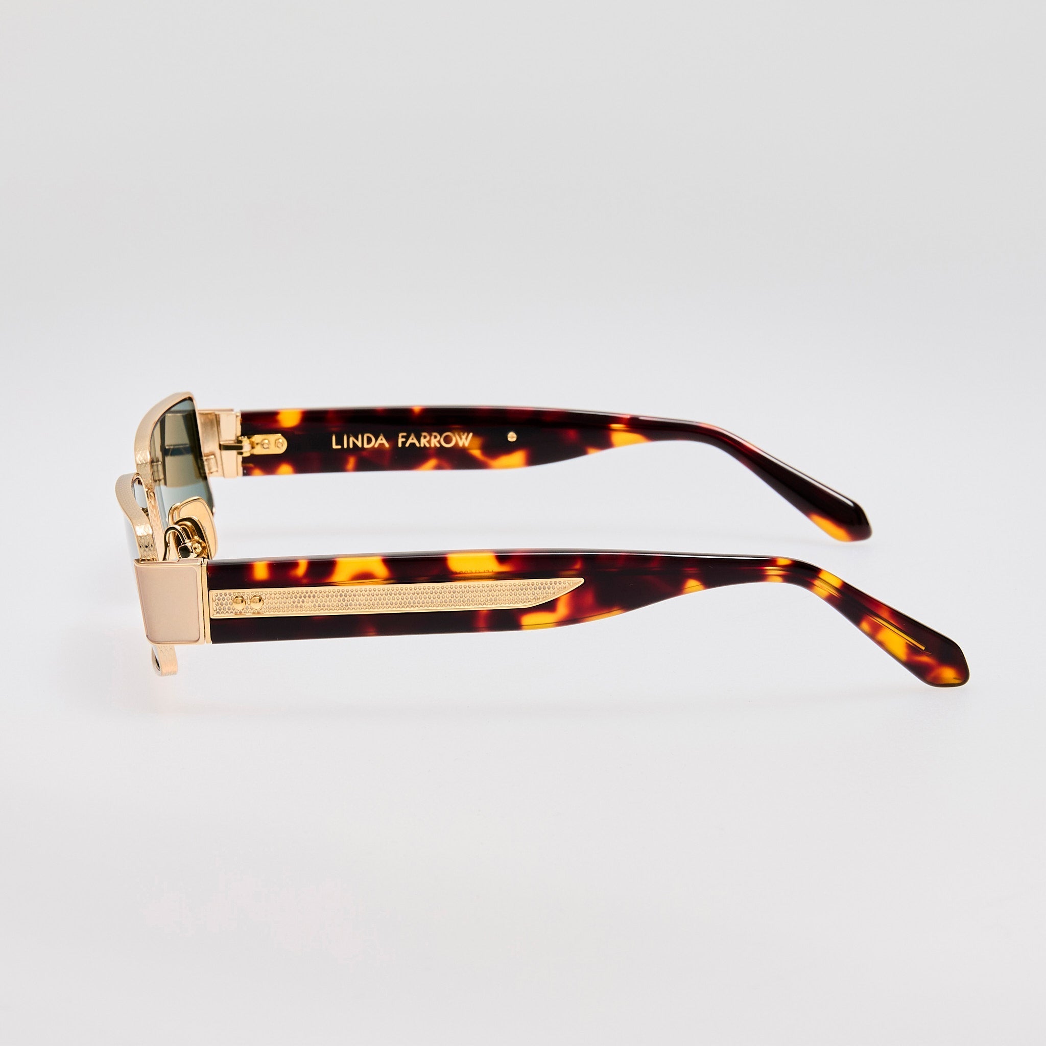 Kaia Sunglasses in 22K Gold and Green - LINDA FARROW - Sunglasses - 