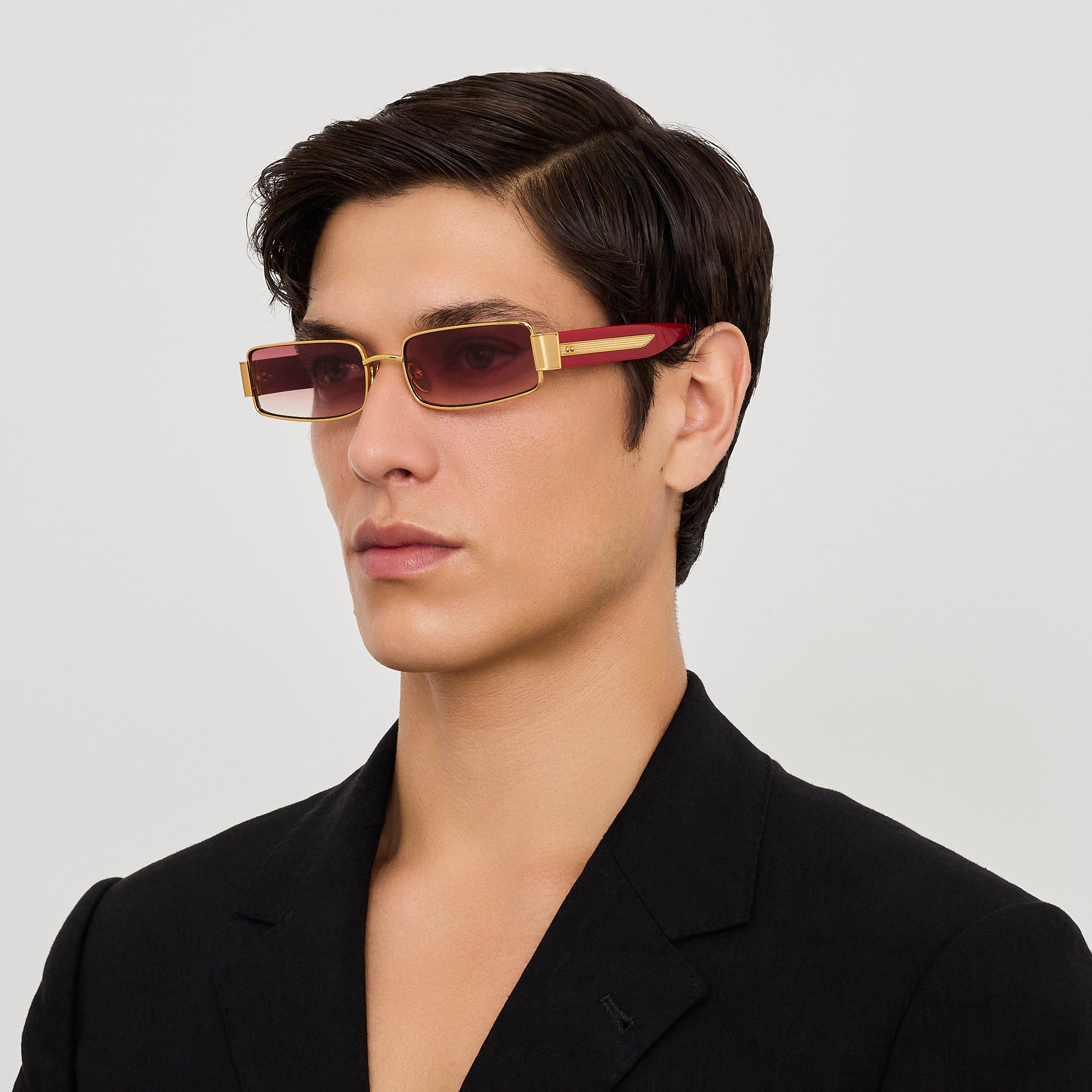 Kaia Sunglasses in 22K Gold and Red - LINDA FARROW - Sunglasses - 