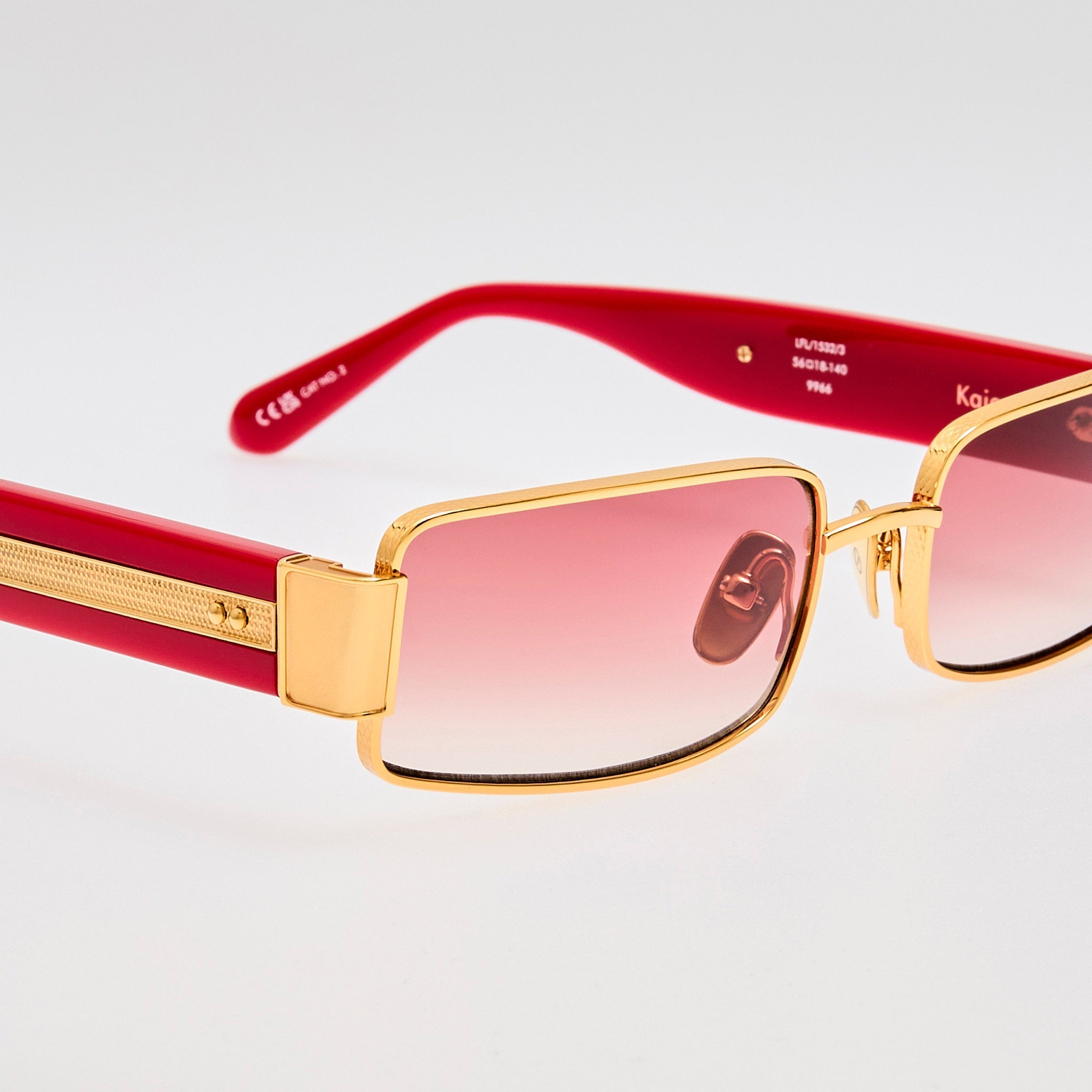 Kaia Sunglasses in 22K Gold and Red - LINDA FARROW - Sunglasses - 