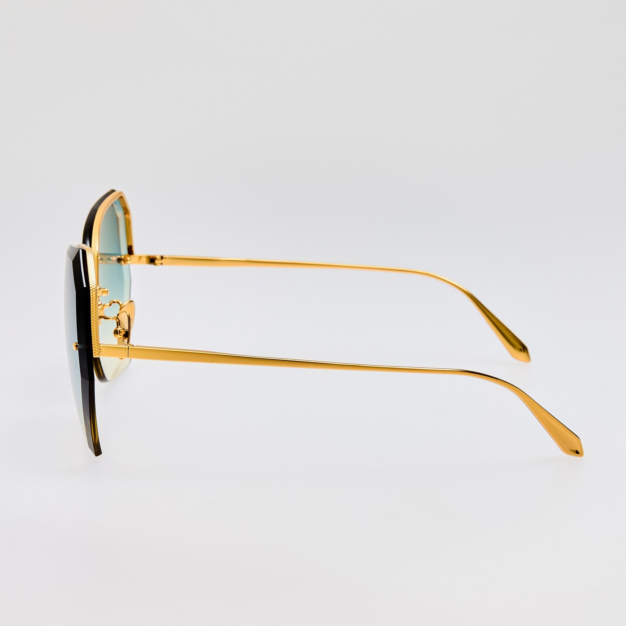 Lila Sunglasses in 22K Gold and Aqua - LINDA FARROW - Sunglasses - 