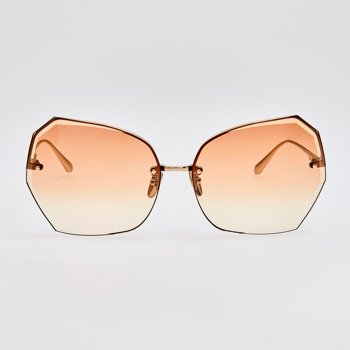 Lila Sunglasses in Camel and Gold | LINDA FARROW Luxury Eyewear