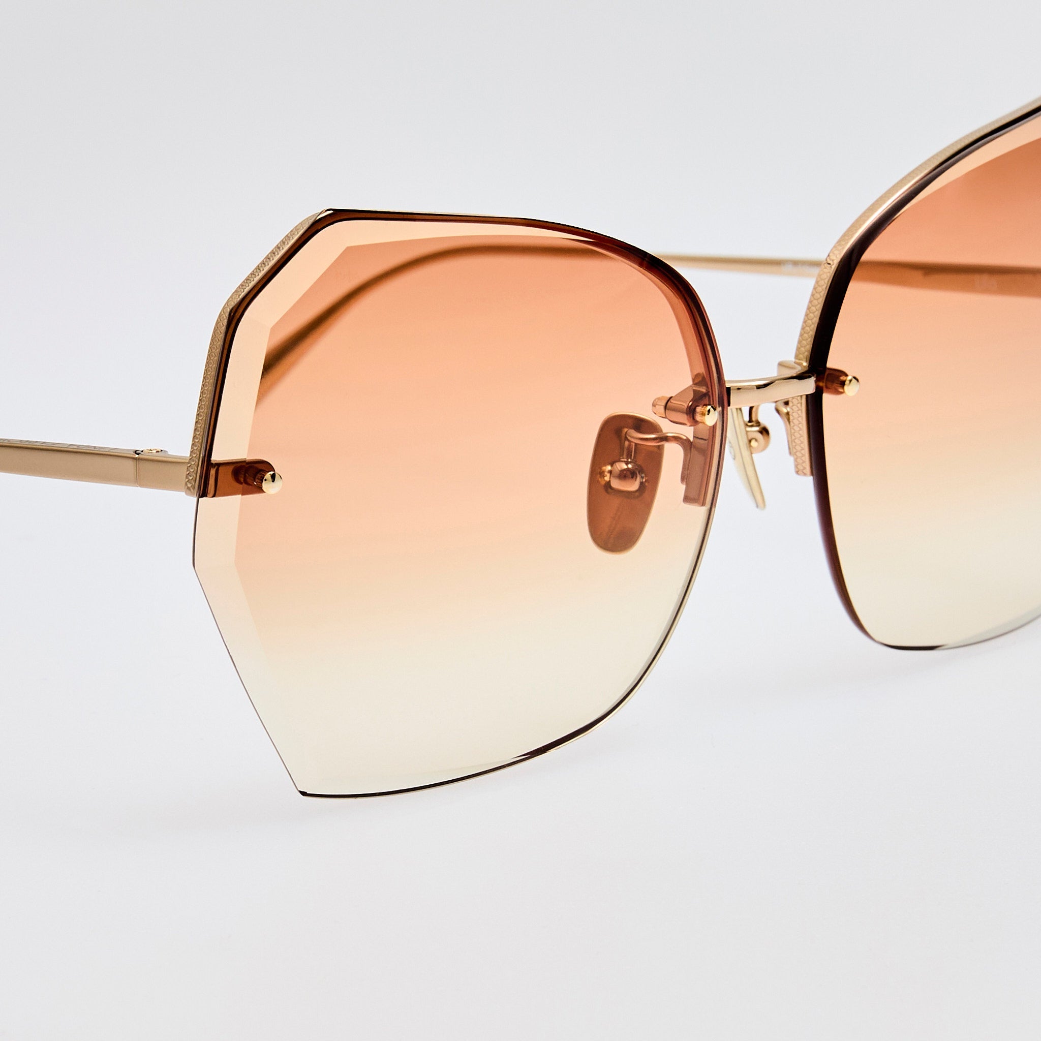 Lila Sunglasses in 22K Gold and Camel - LINDA FARROW - Sunglasses - 