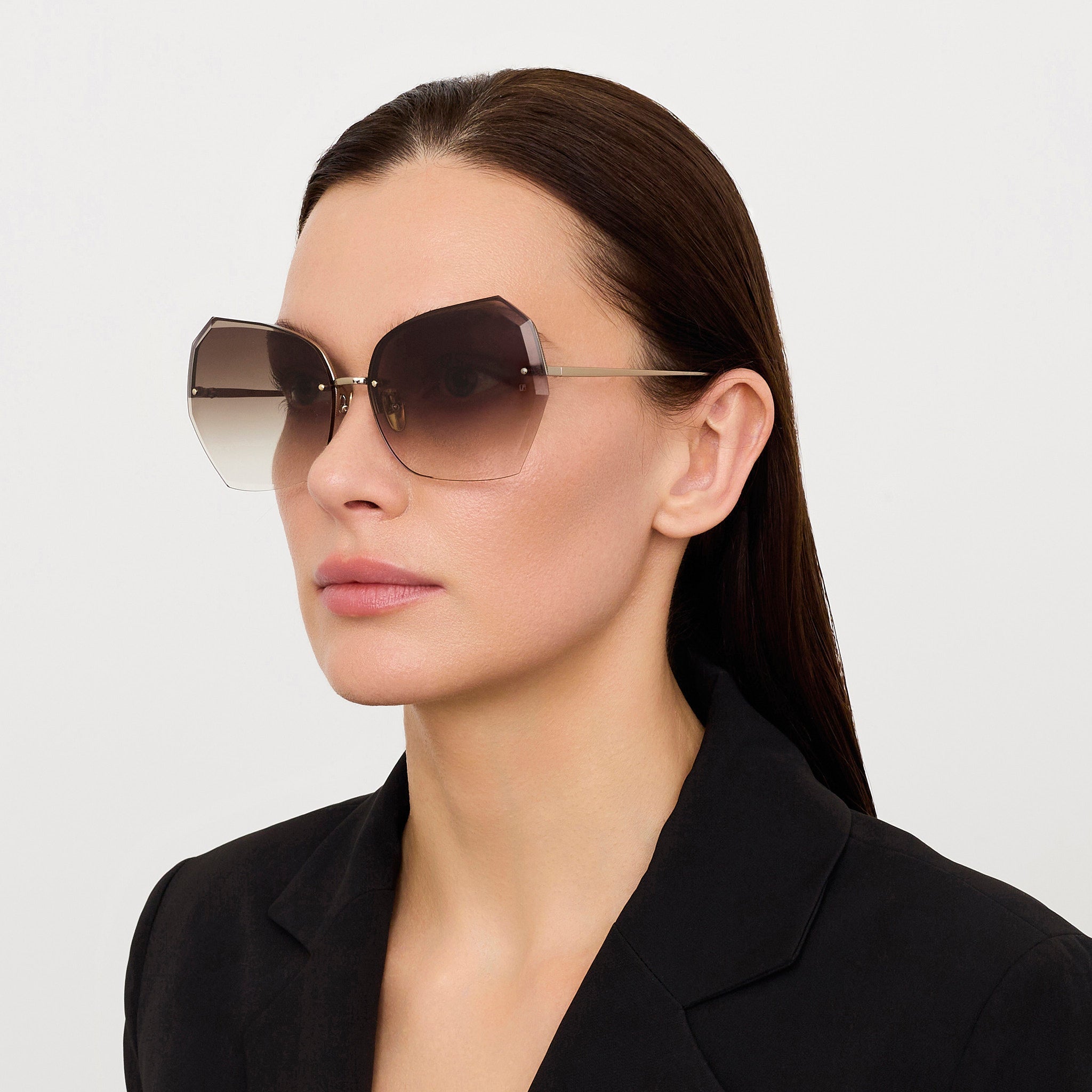 Lila Sunglasses in 22K Gold and Mocha - LINDA FARROW - Sunglasses - 