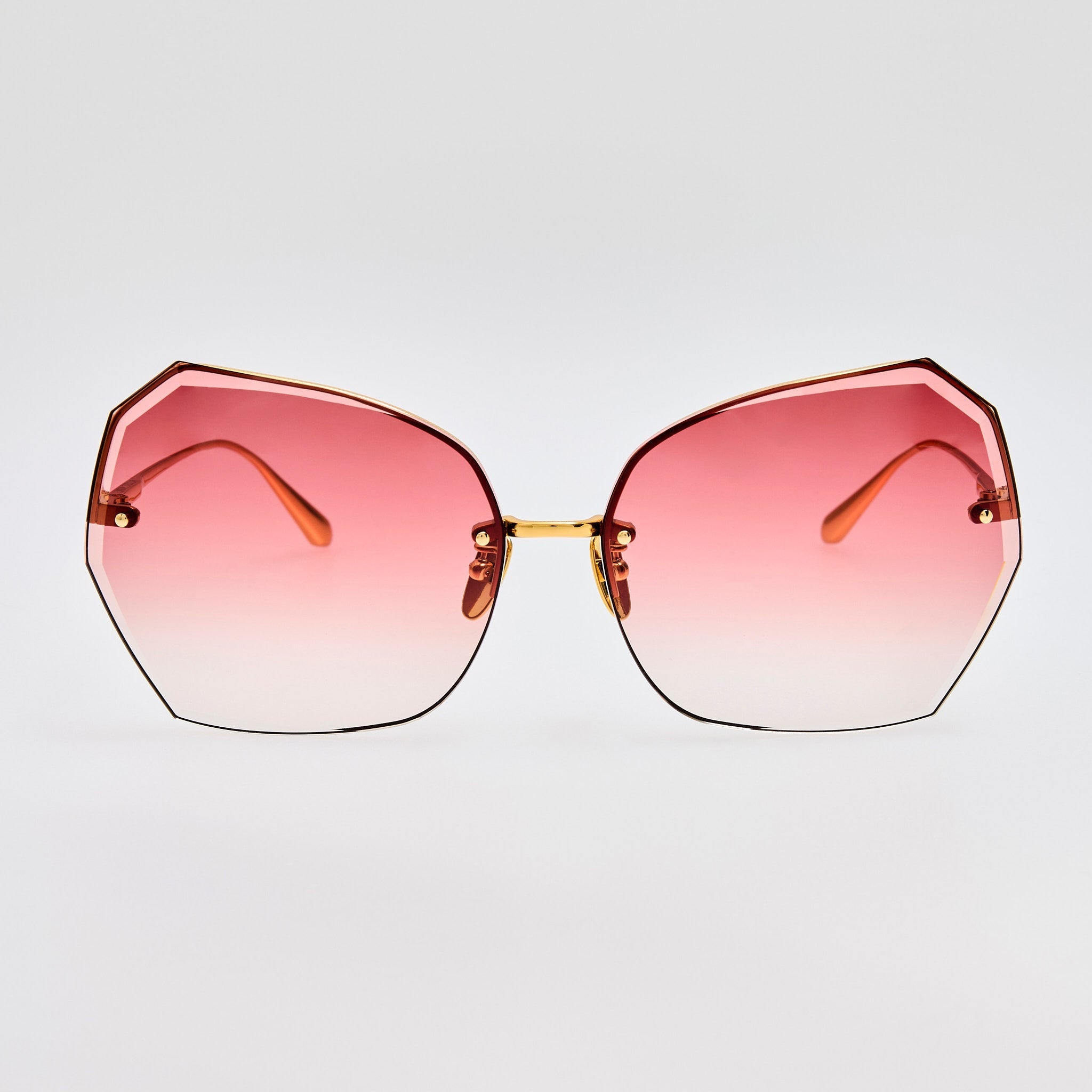 Lila Sunglasses in 22K Gold and Red - LINDA FARROW - Sunglasses - 