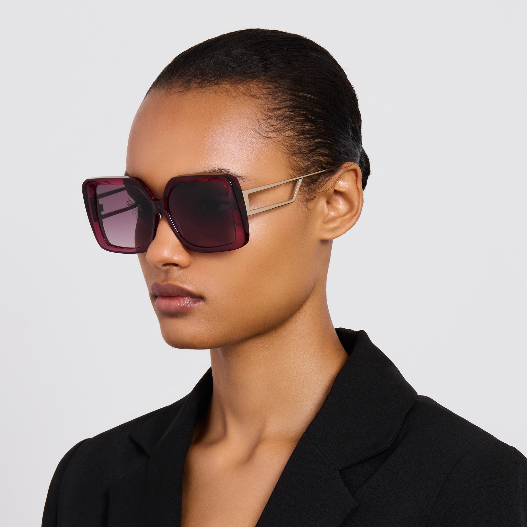 Macy Vista Temple Sunglasses in Wine - LINDA FARROW - Sunglasses - 