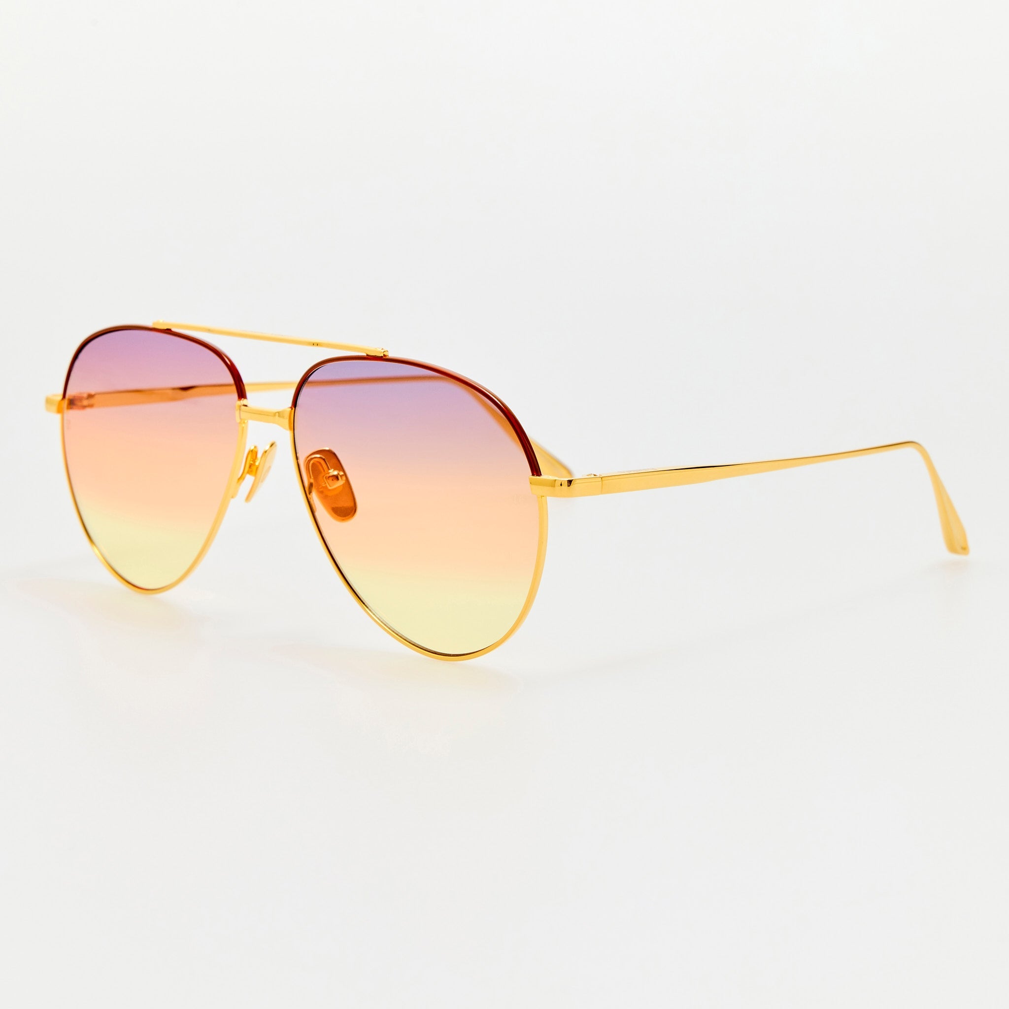 Marcelo Sunglasses in 22K Gold and Sunset Gradient - LINDA FARROW - Sunglasses - 