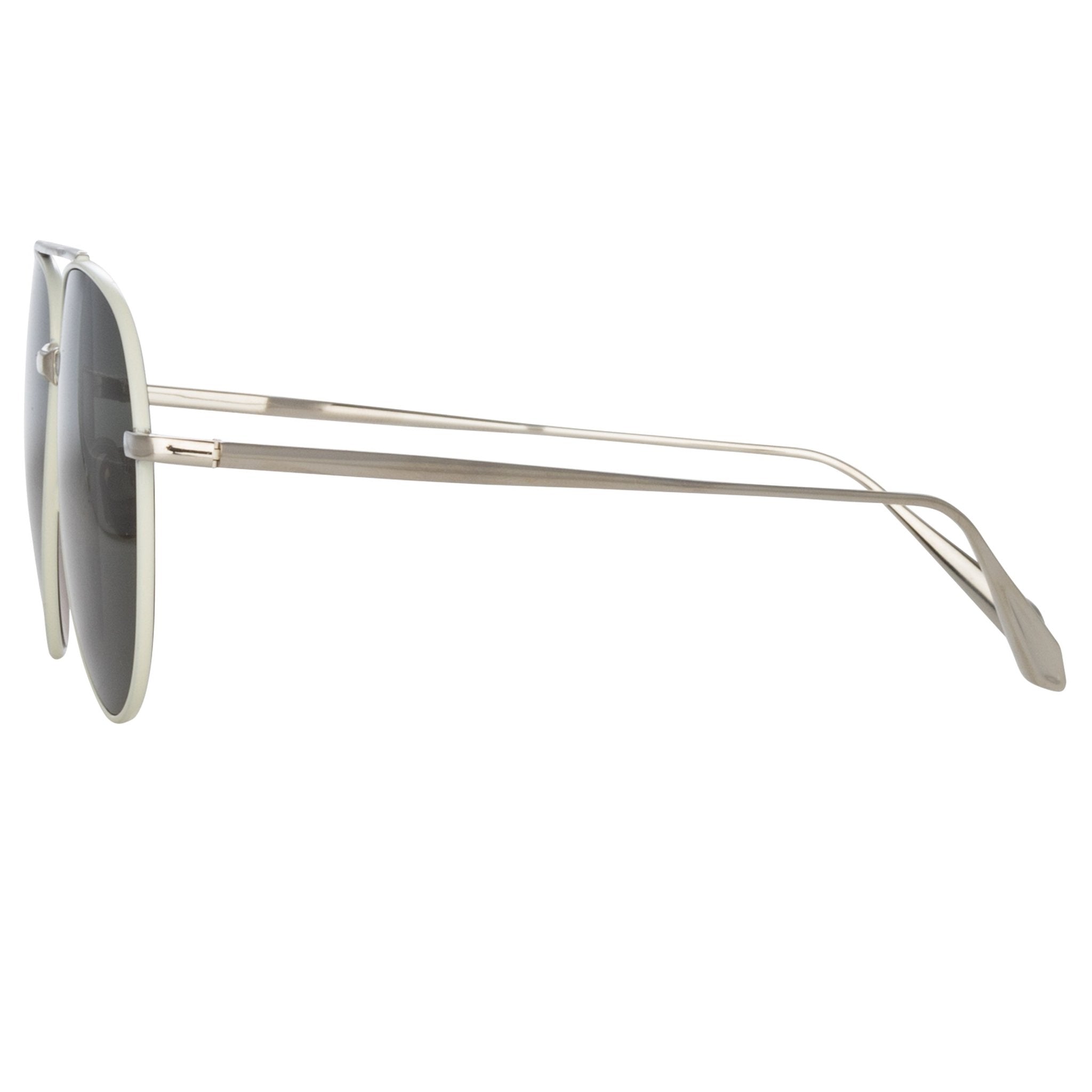 Marcelo Sunglasses in 22K White Gold and Grey - LINDA FARROW - Sunglasses - 