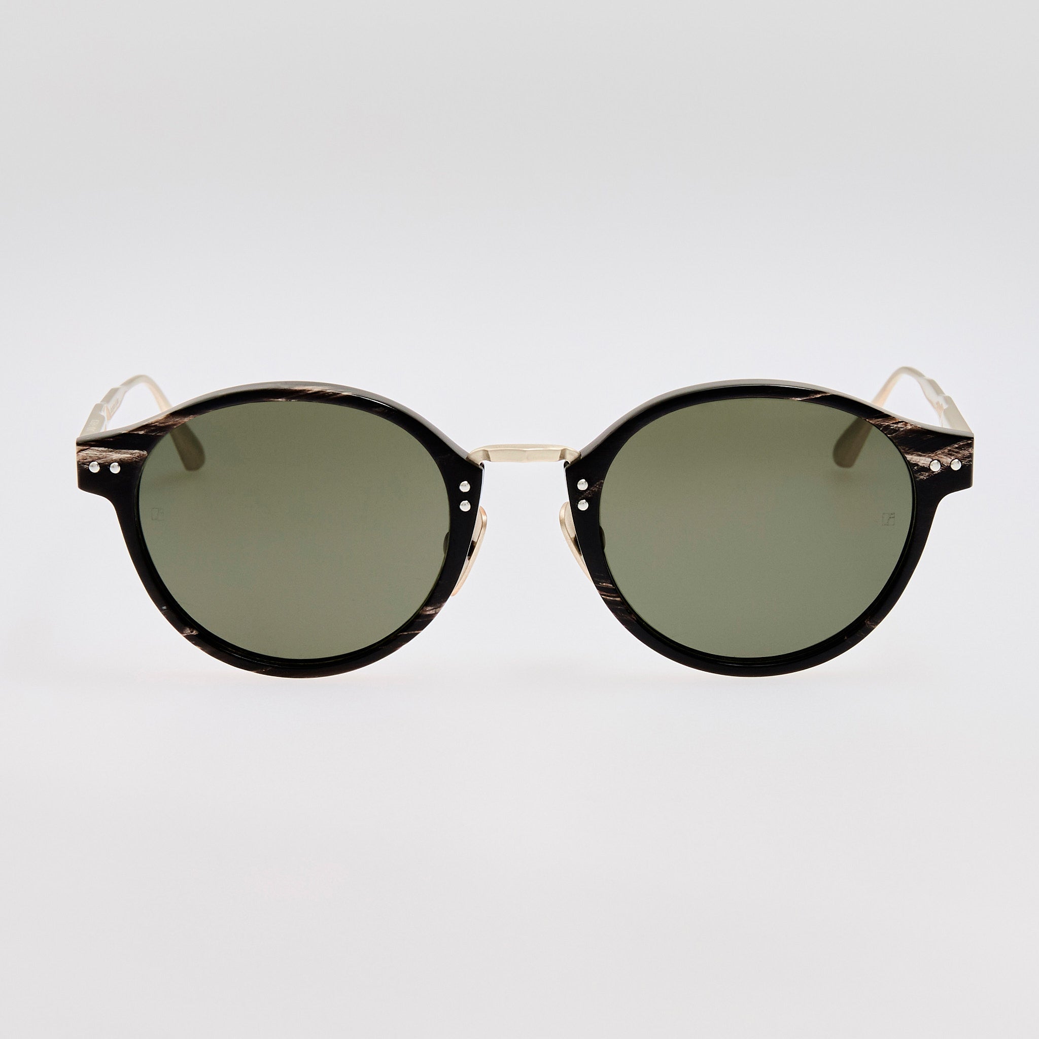 Marco Oval Sunglasses in Buffalo Horn and 925 Sterling Silver - LINDA FARROW - Sunglasses - 