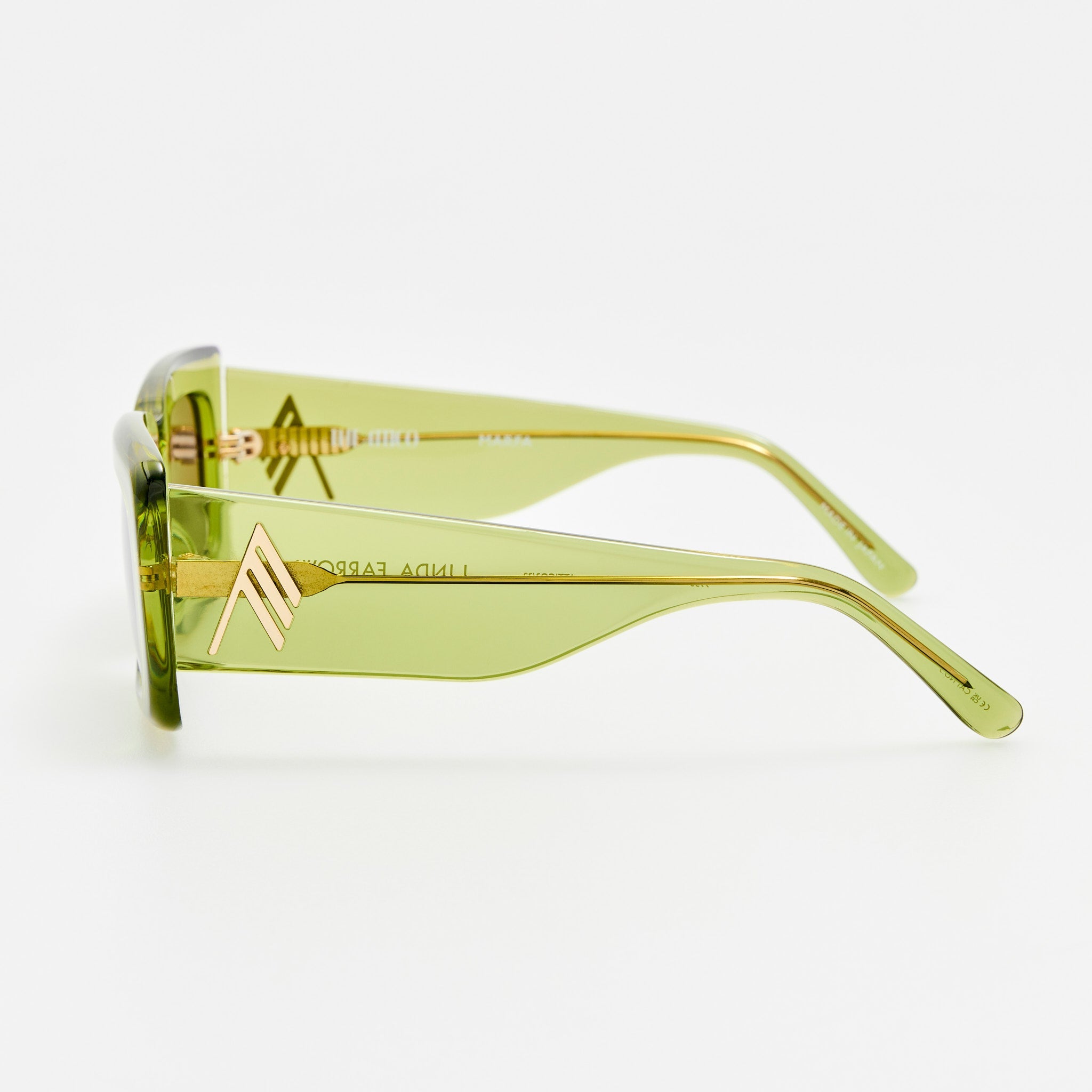 Marfa Rectangular Sunglasses in Green - LINDA FARROW-Sunglasses-