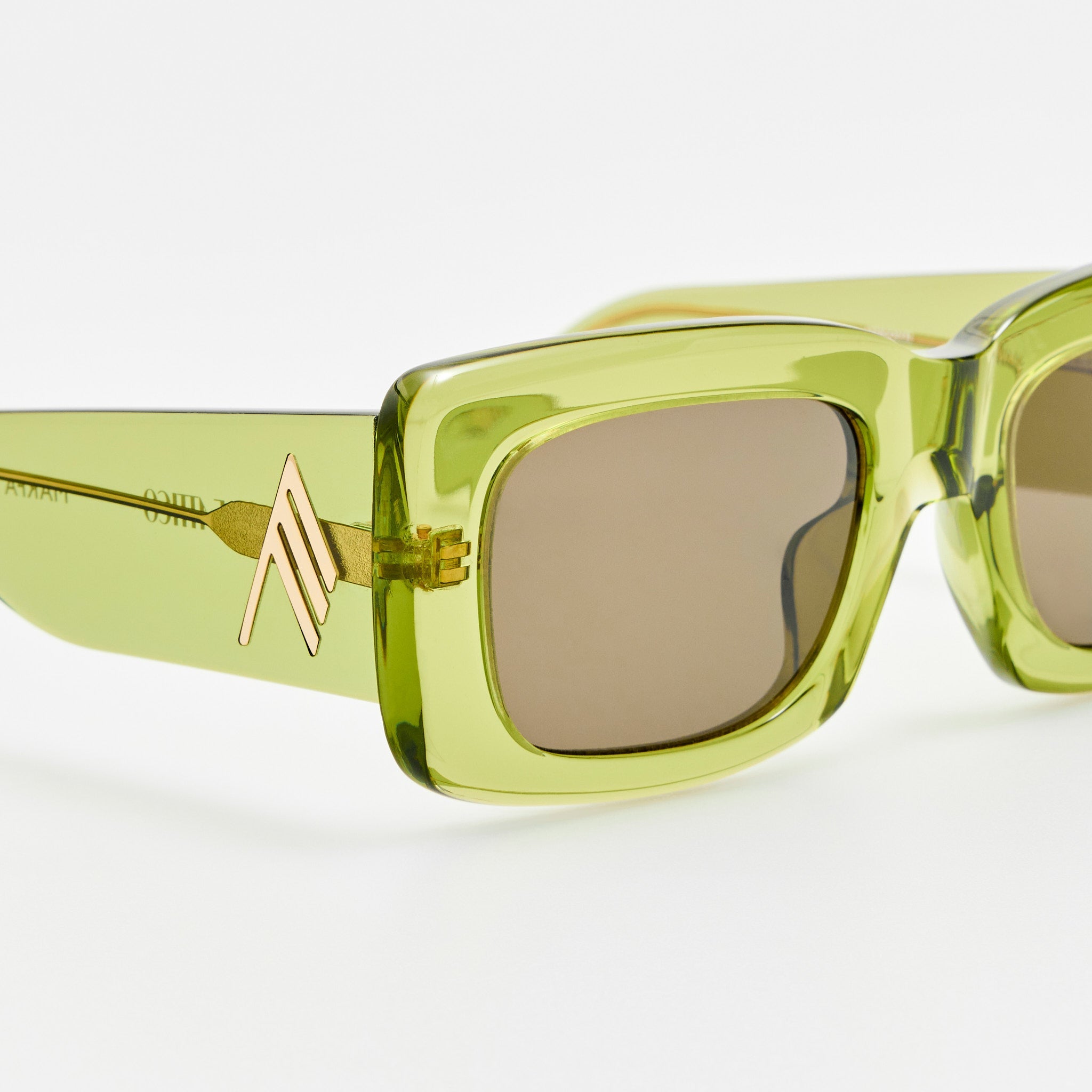 Marfa Rectangular Sunglasses in Green - LINDA FARROW-Sunglasses-