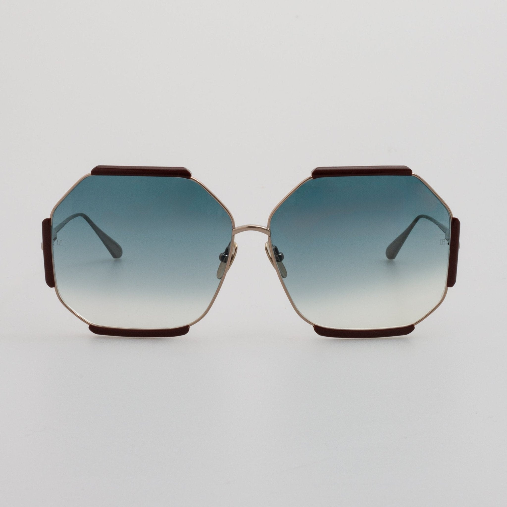 Margot Sunglasses in 22K Gold and Aqua - LINDA FARROW - Sunglasses - 