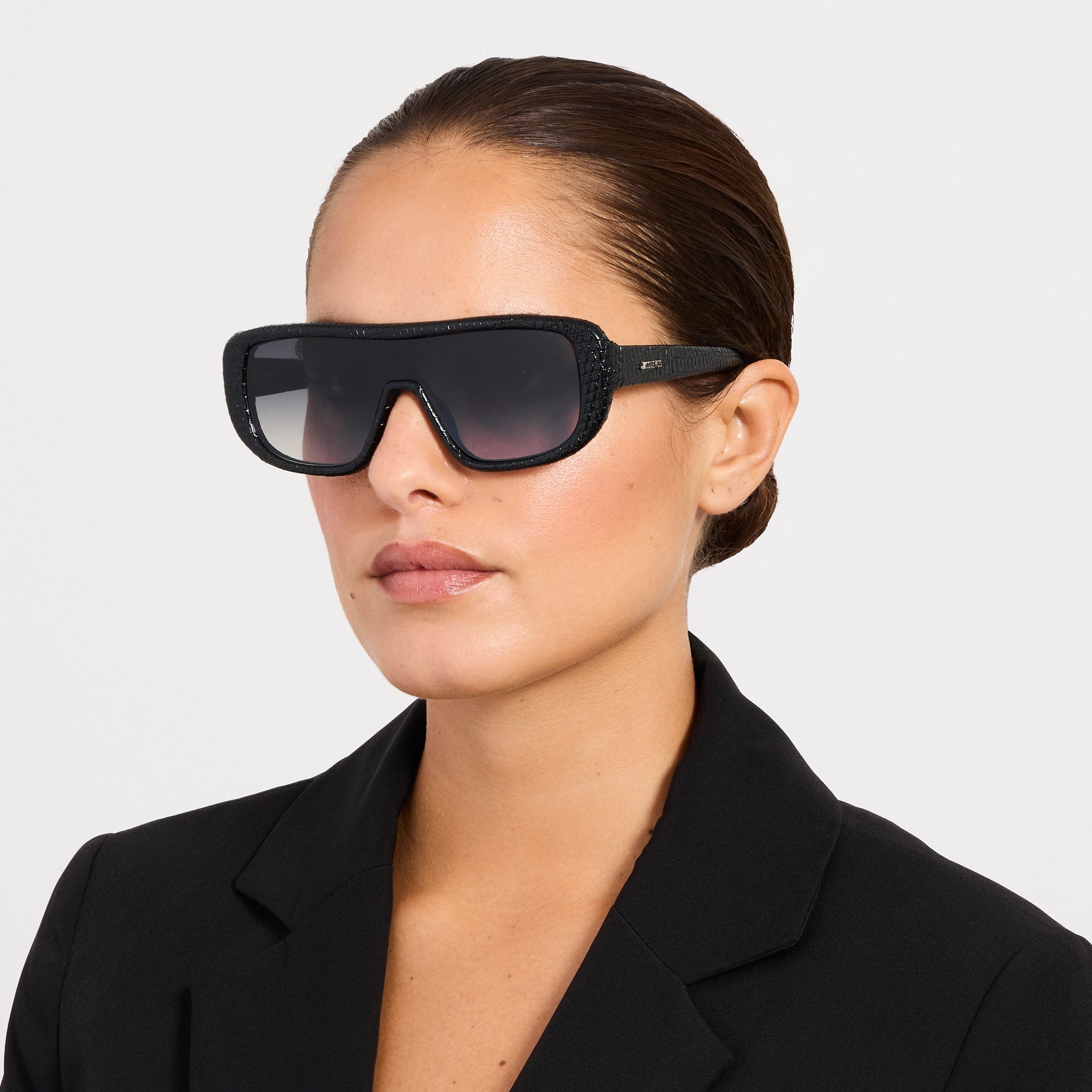 Masco Sunglasses in Black Lizard - LINDA FARROW-Sunglasses-