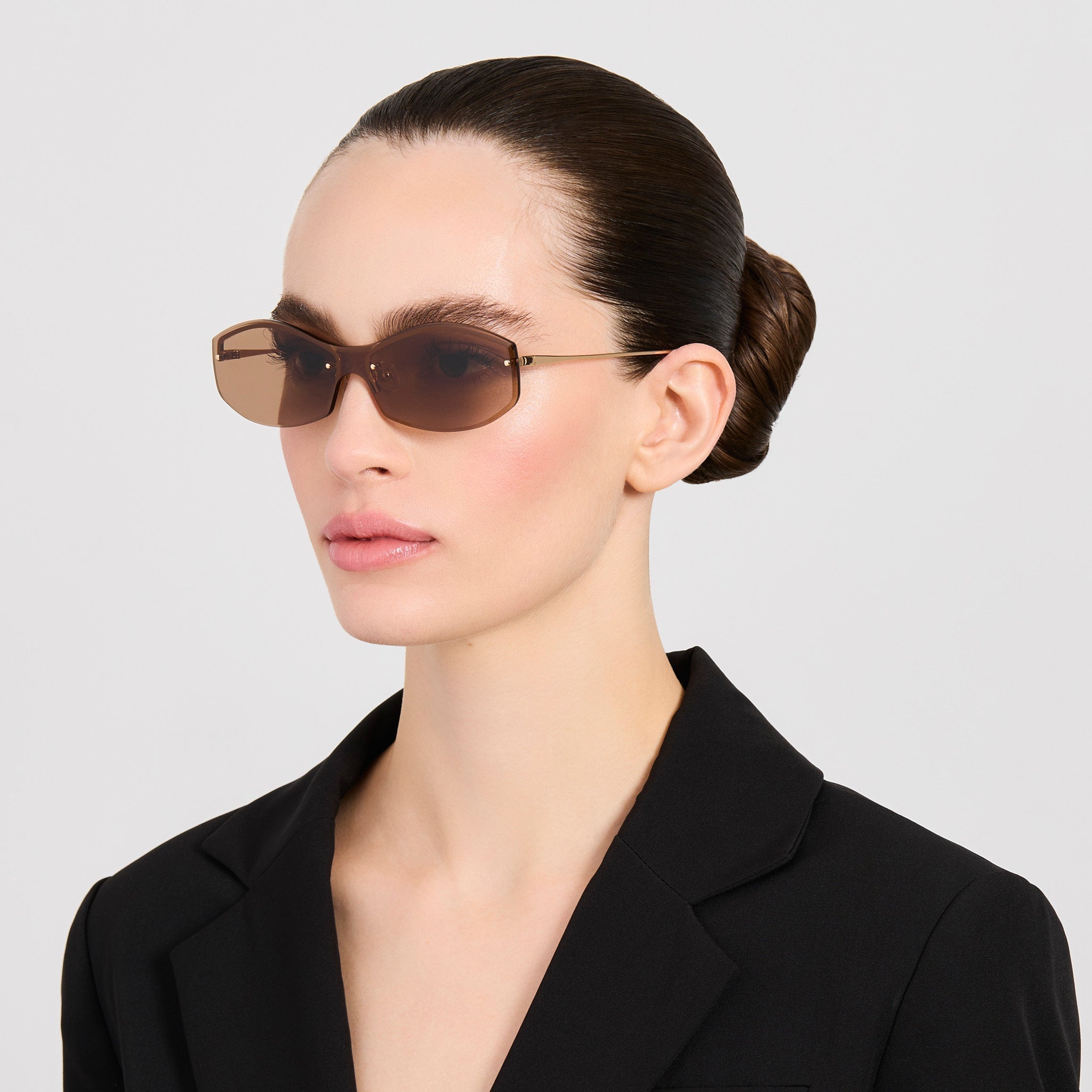 Miami Sunglasses in Gold and Brown - LINDA FARROW-Sunglasses-