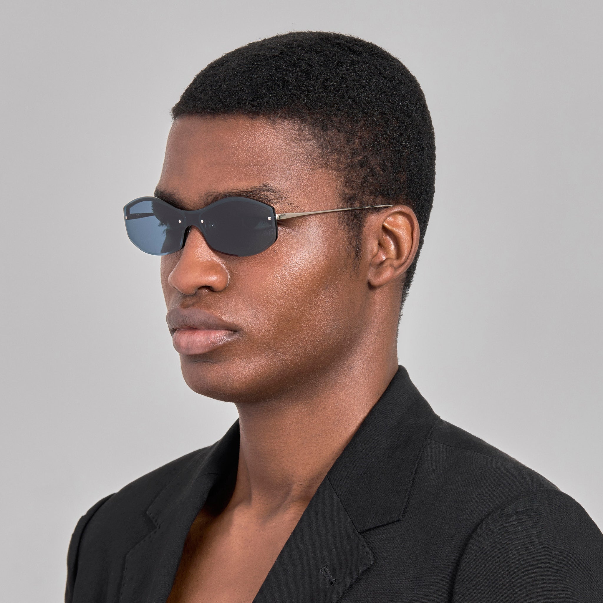 Miami Sunglasses in Silver and Blue - LINDA FARROW-Sunglasses-
