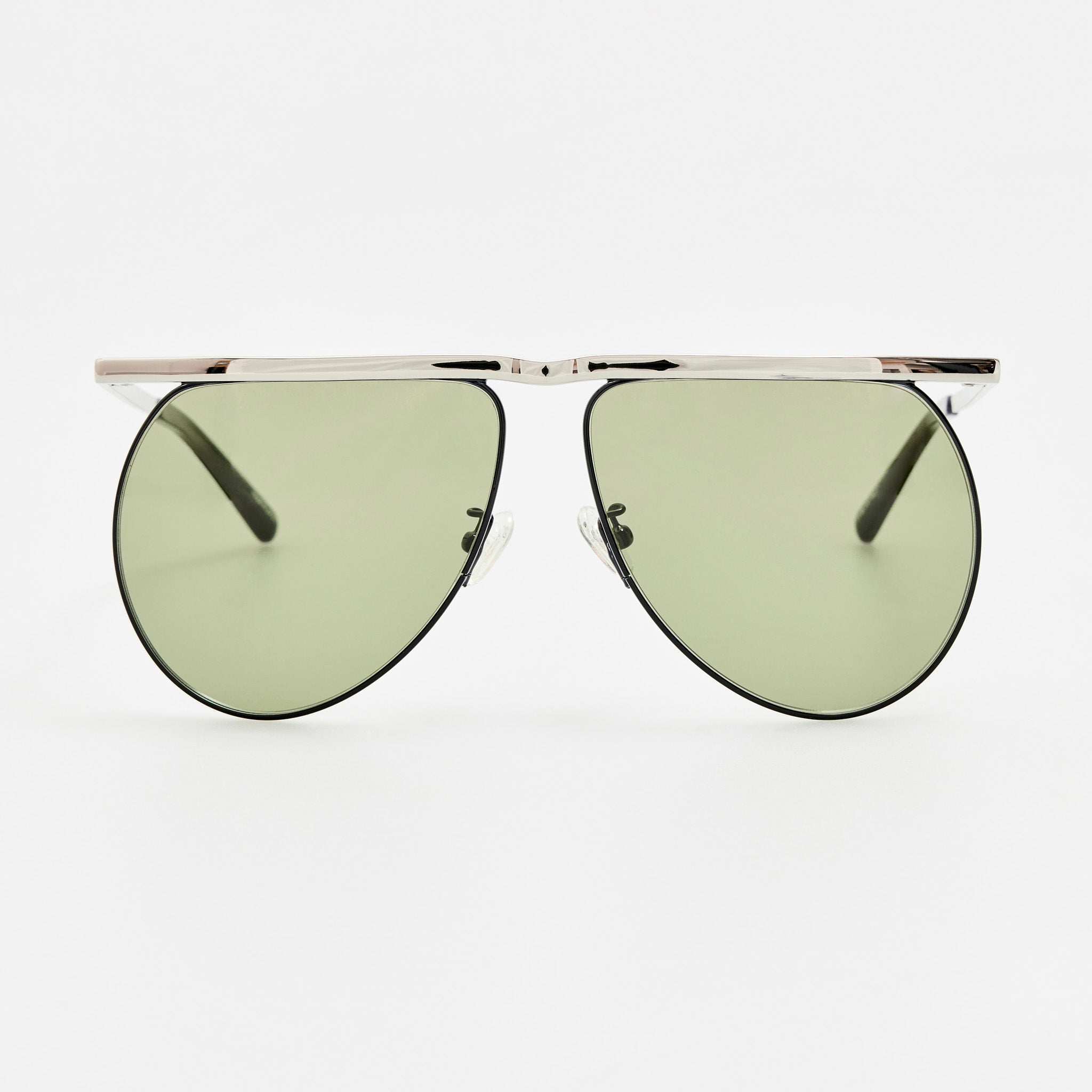 Mina Aviator Sunglasses in Silver - LINDA FARROW-Sunglasses-