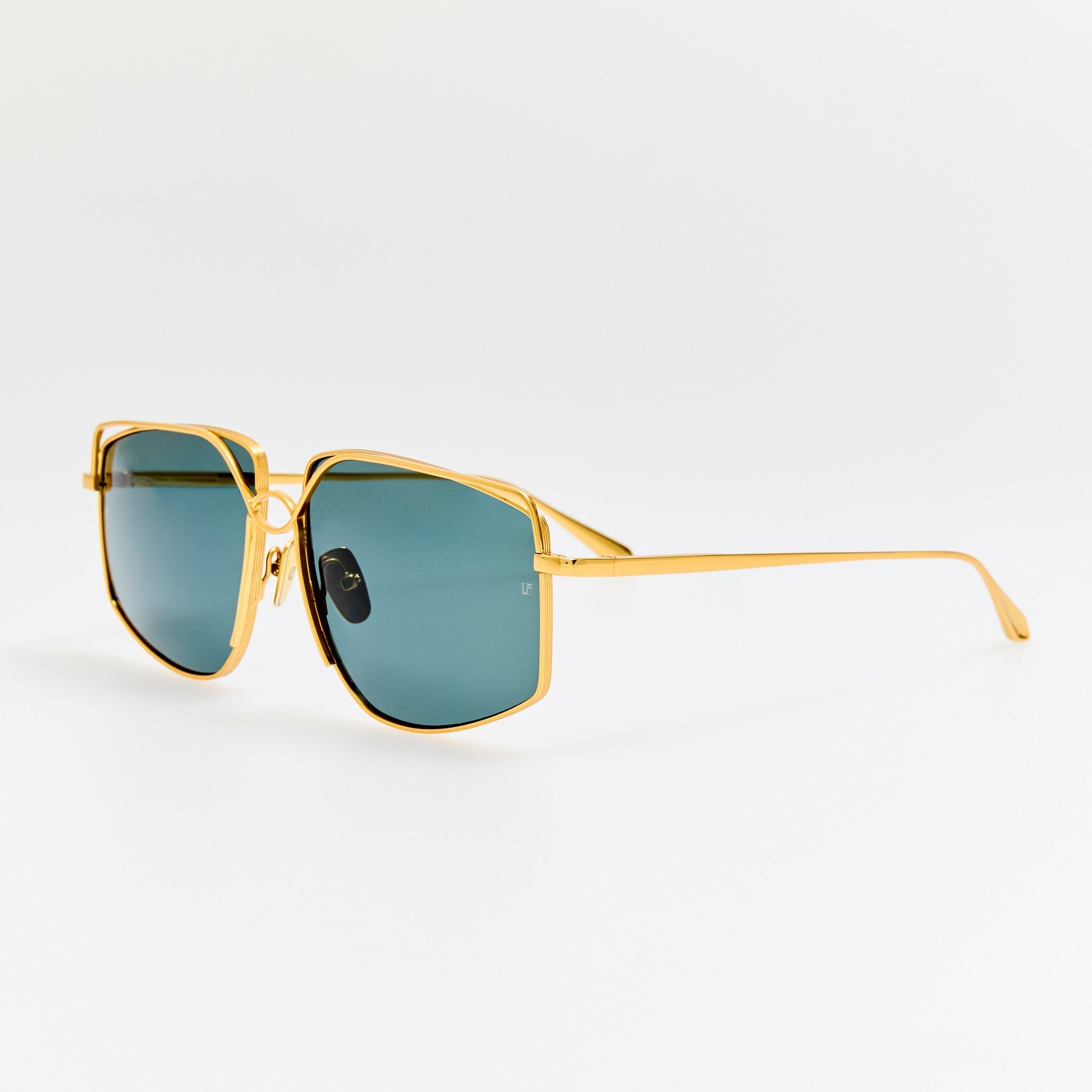 Miranda Sunglasses in 22K Gold and Green - LINDA FARROW - Sunglasses - 