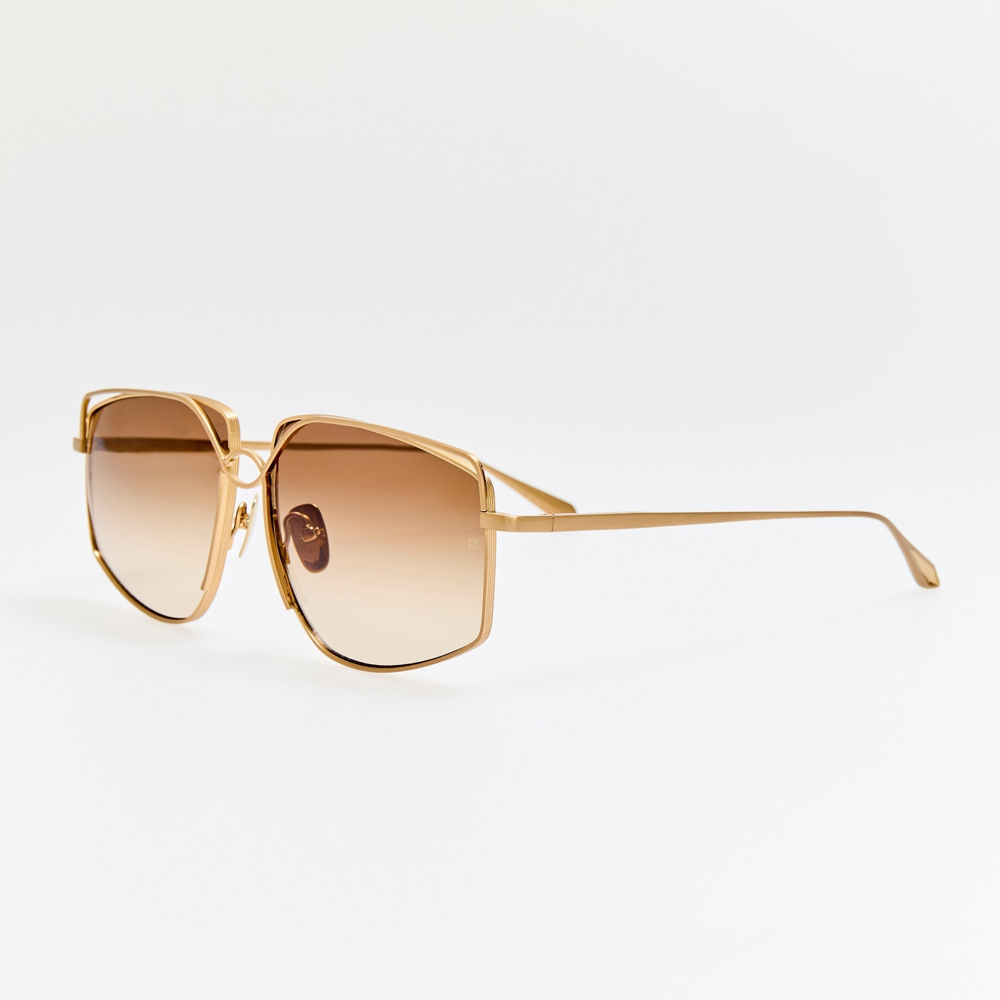 Miranda Sunglasses in Matt Champagne and Mocha - LINDA FARROW - Sunglasses - 
