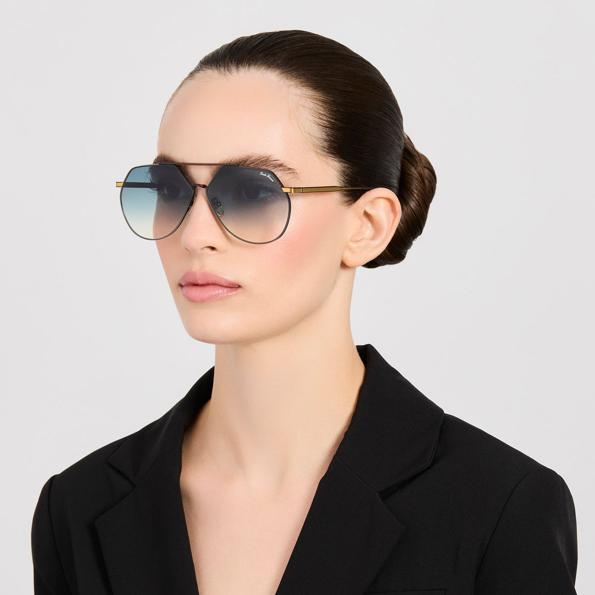 Nana Sunglasses in 22K Gold and Aqua - LINDA FARROW-Sunglasses-