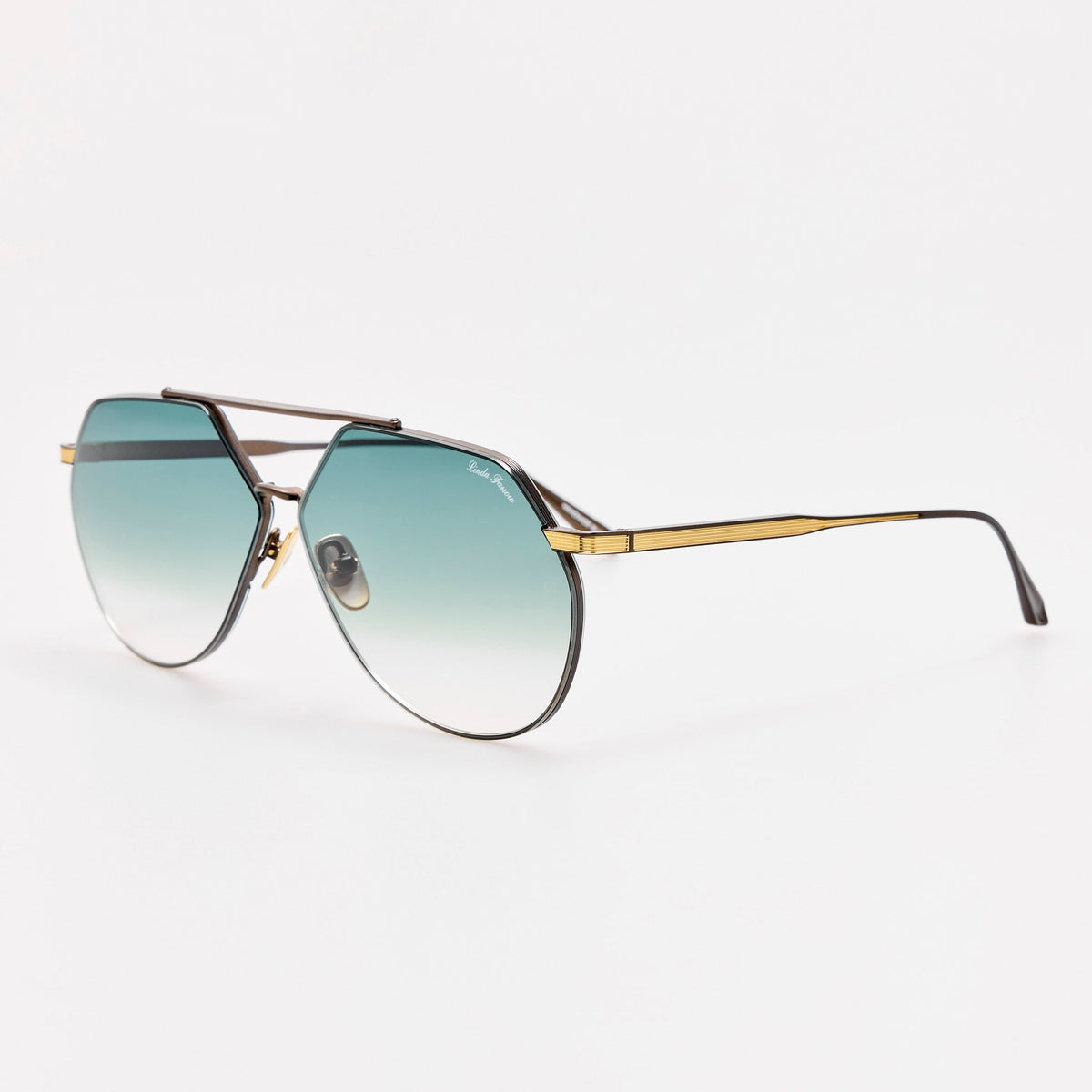 Nana Sunglasses in 22K Gold and Aqua - LINDA FARROW-Sunglasses-