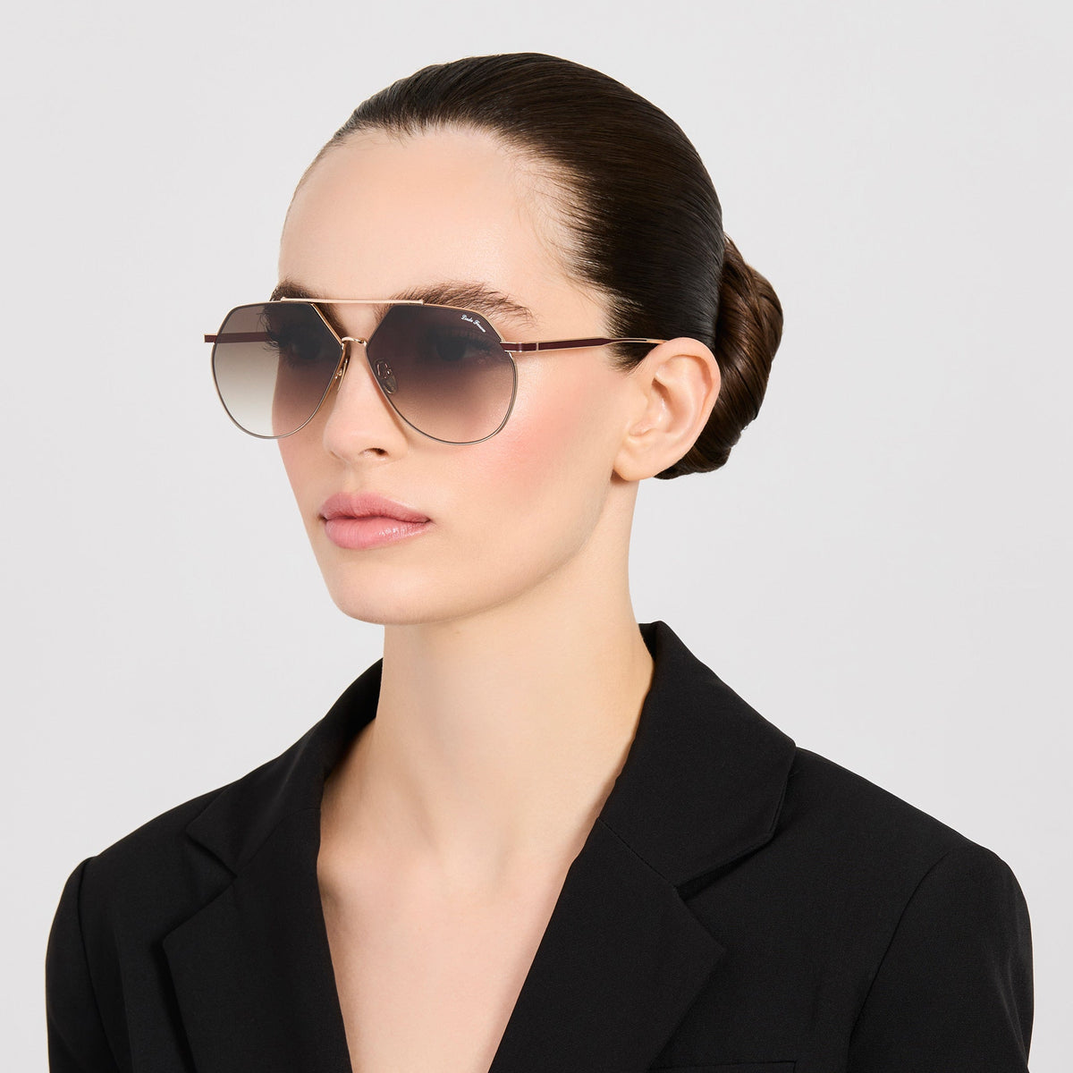 Nana Sunglasses in 22K Gold and Mocha - LINDA FARROW-Sunglasses-