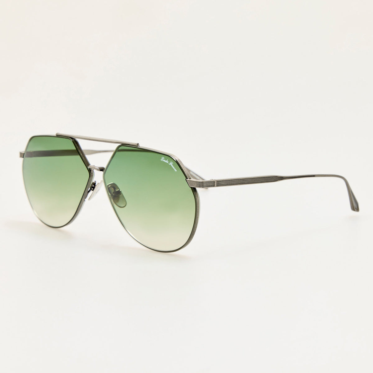 Nana Sunglasses in Antique Silver and Green - LINDA FARROW-Sunglasses-