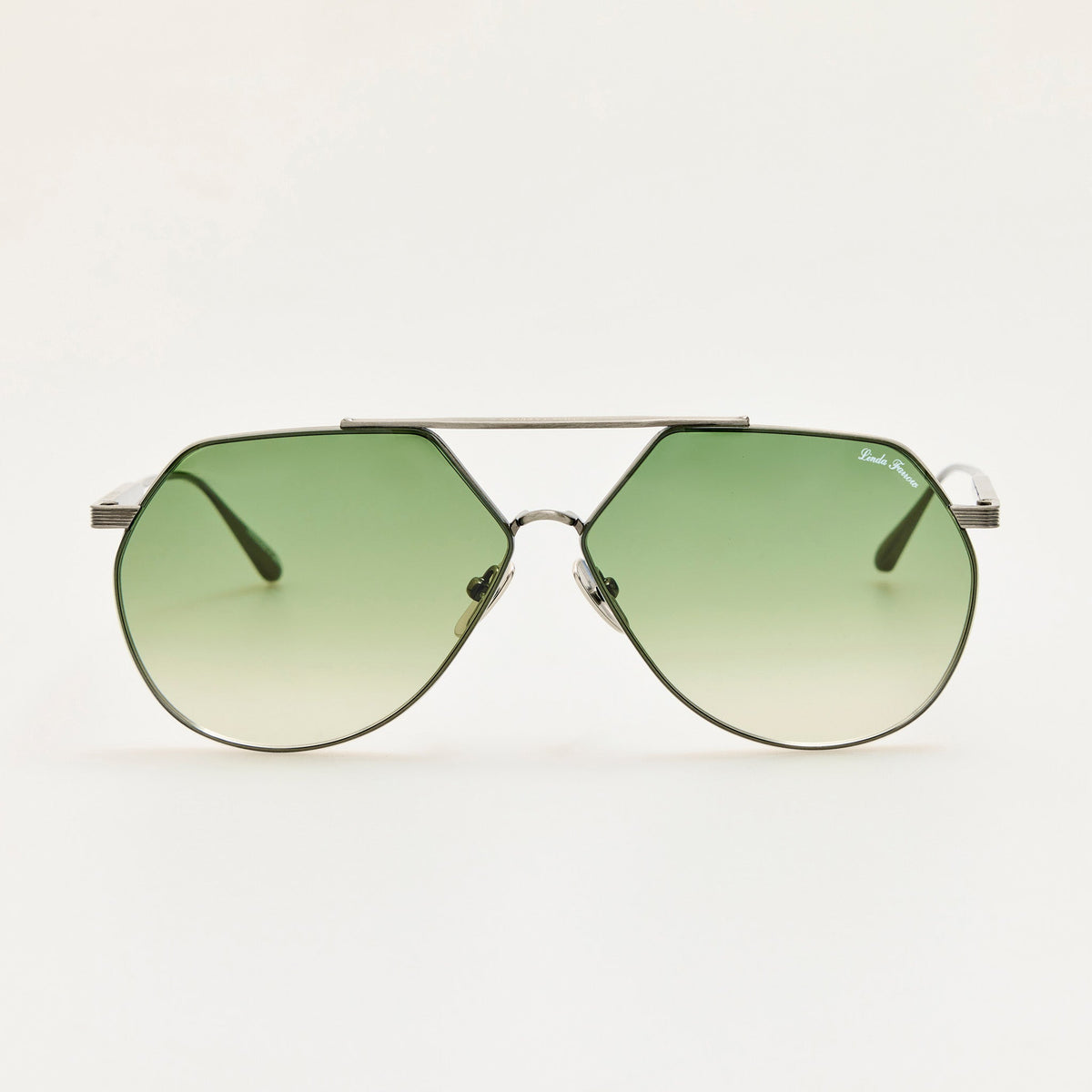 Nana Sunglasses in Antique Silver and Green - LINDA FARROW-Sunglasses-
