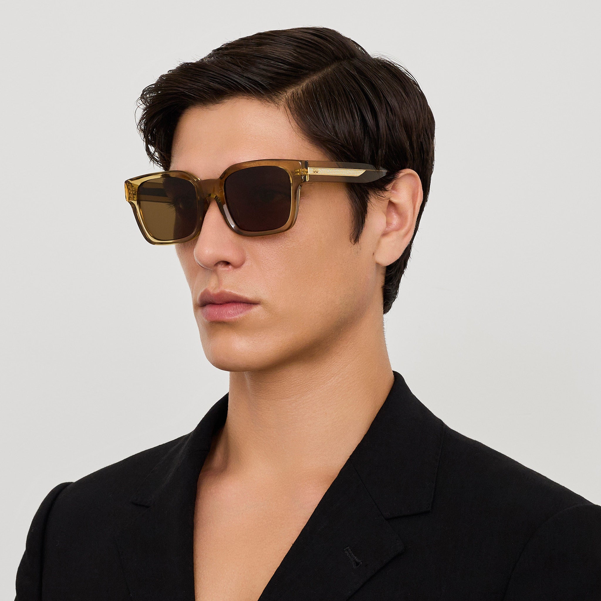 Nathan Sunglasses in 22K Gold and Khaki - LINDA FARROW - Sunglasses - 