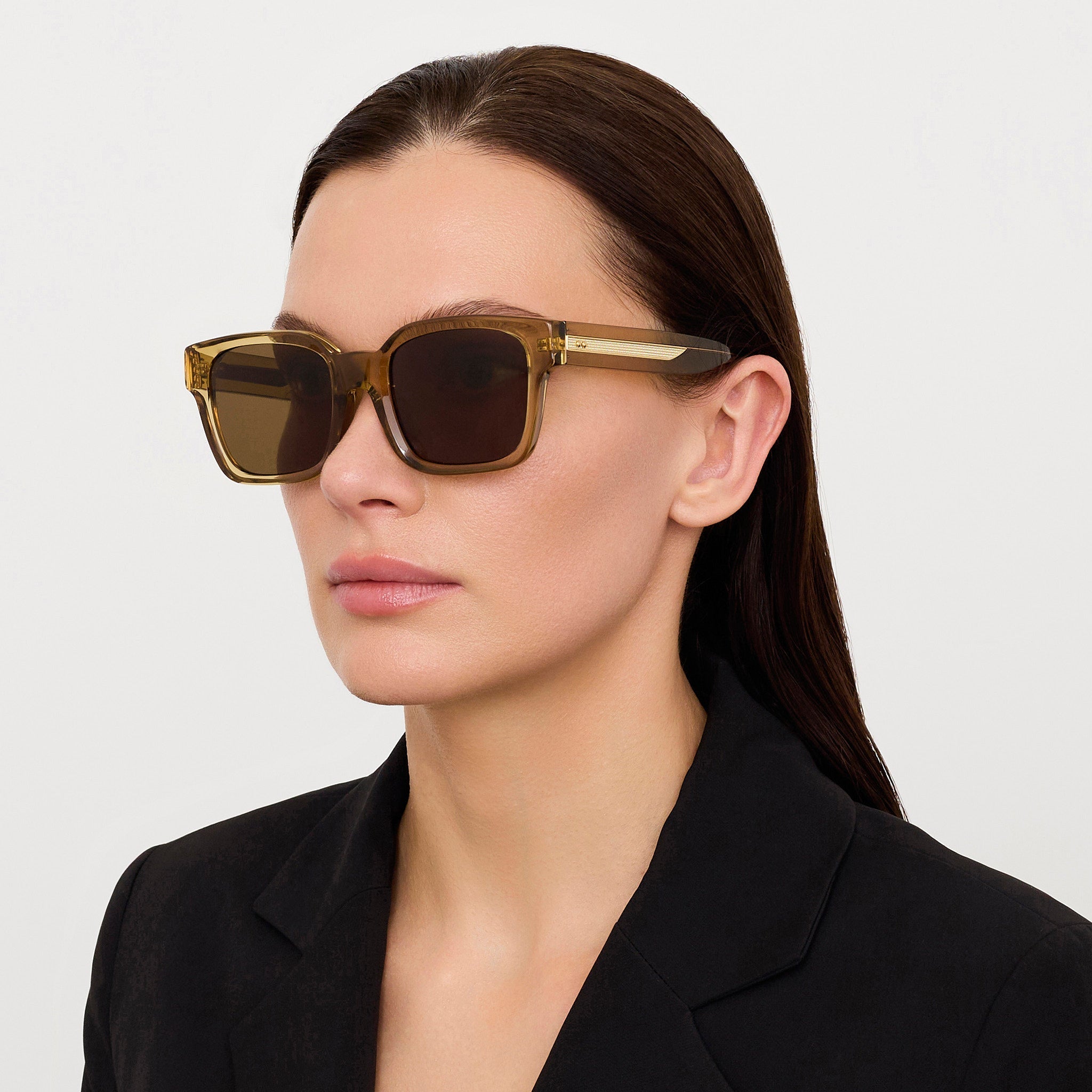 Nathan Sunglasses in 22K Gold and Khaki - LINDA FARROW - Sunglasses - 