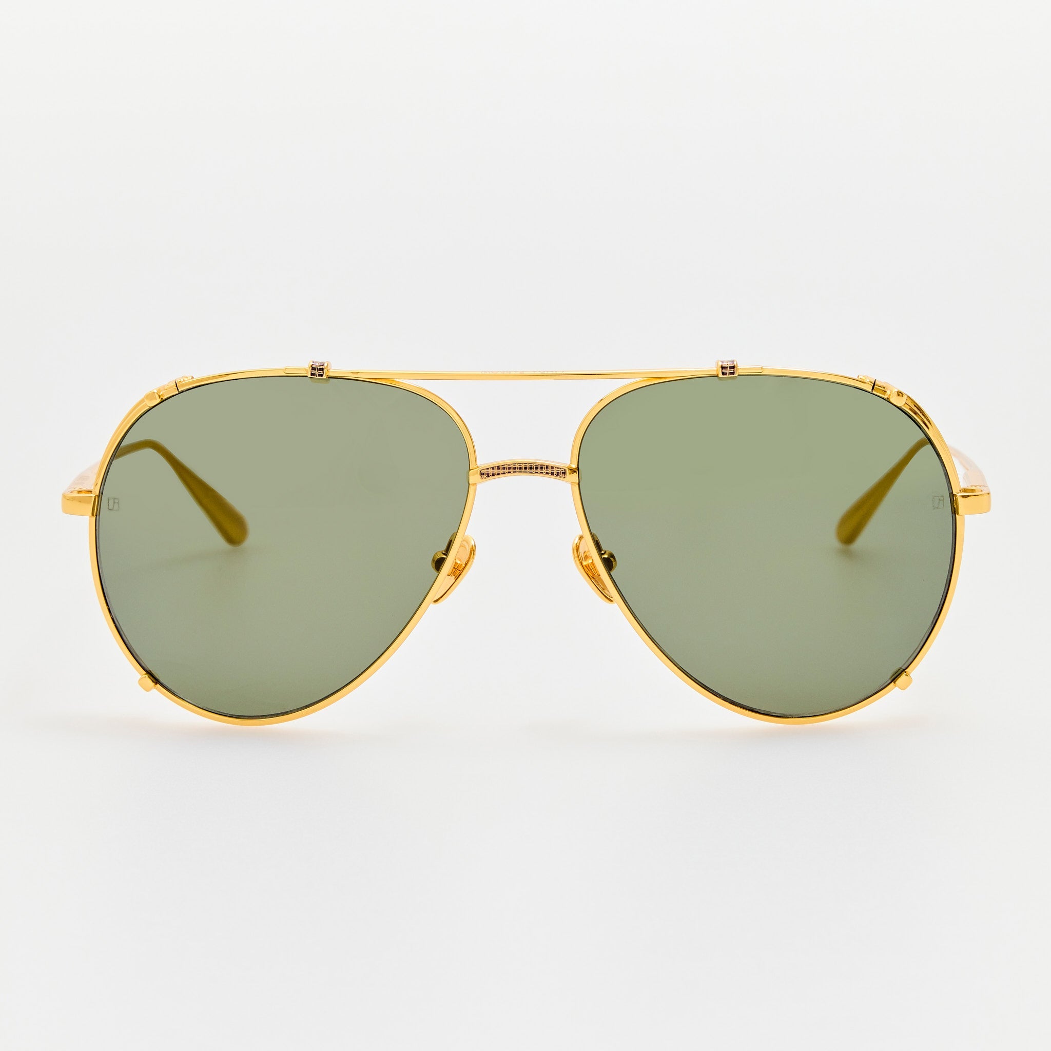 Newman Sunglasses in 22K Gold and Grey - LINDA FARROW - Sunglasses - 
