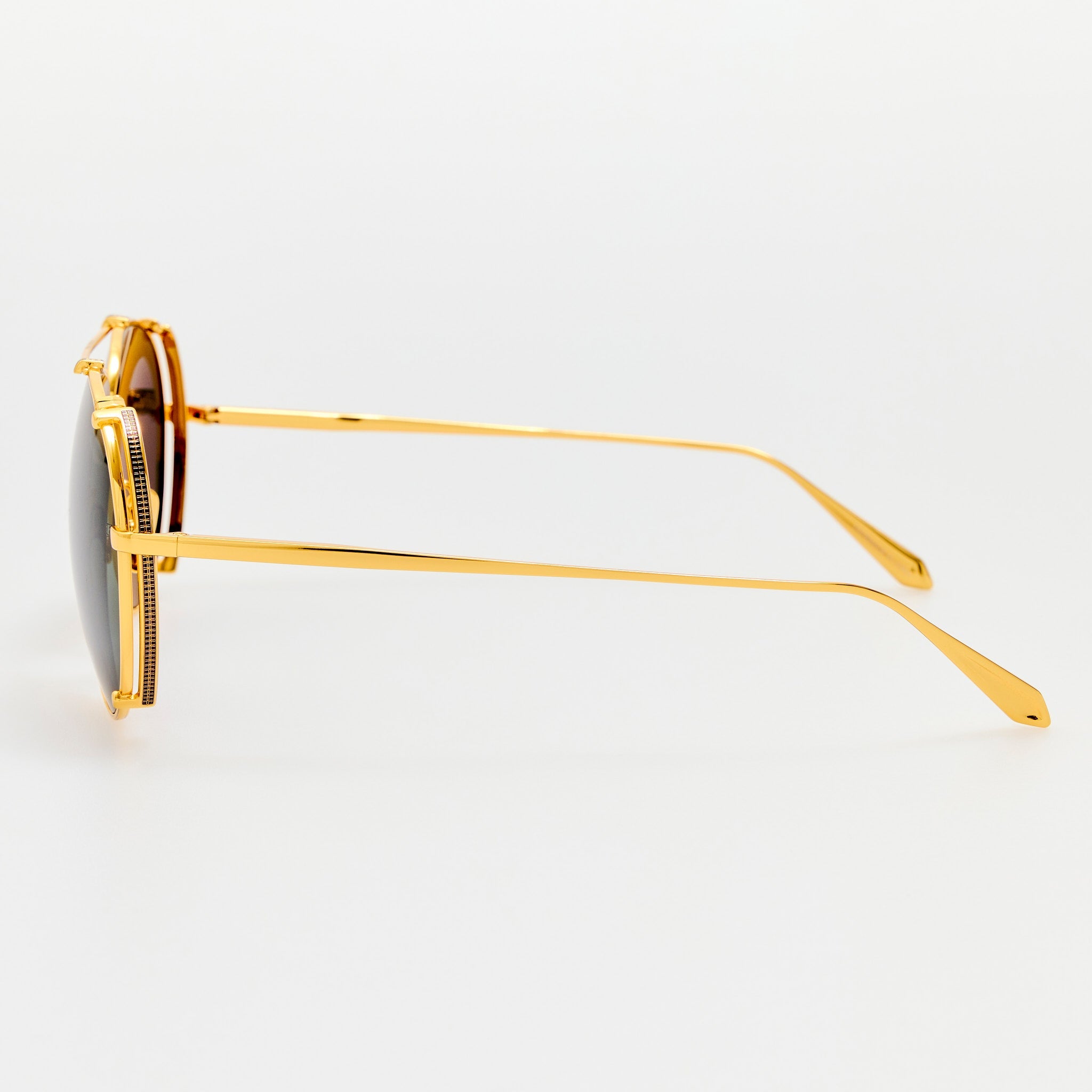Newman Sunglasses in 22K Gold and Grey - LINDA FARROW - Sunglasses - 