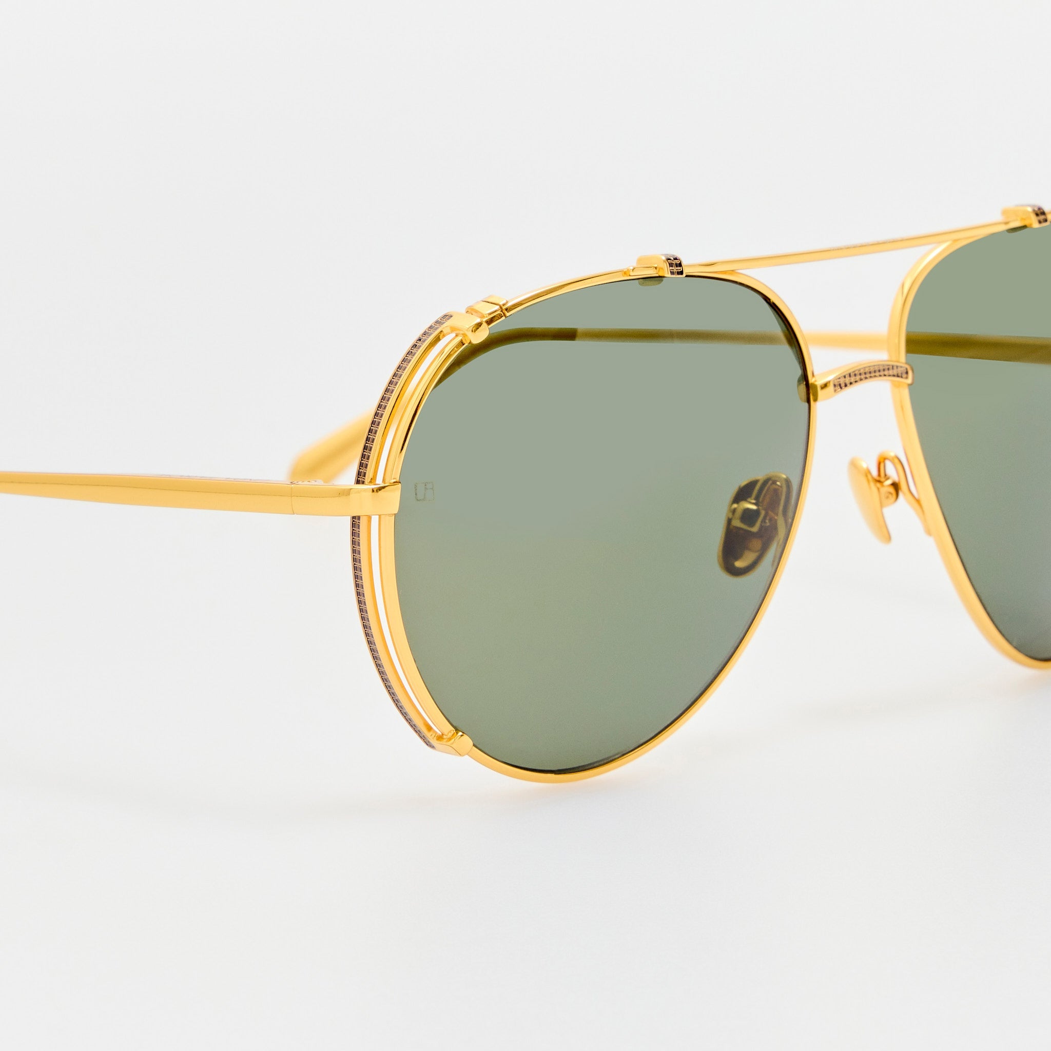 Newman Sunglasses in 22K Gold and Grey - LINDA FARROW - Sunglasses - 