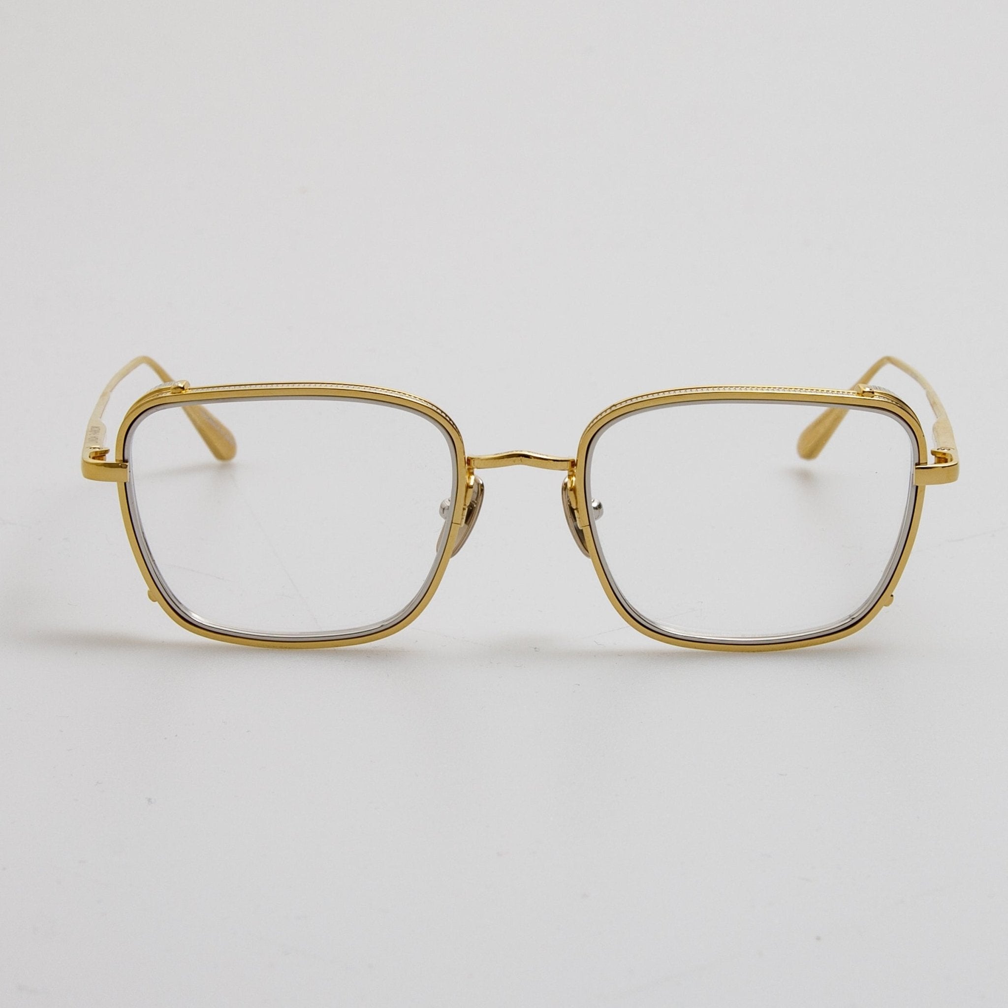 Ofer Rectangular Optical Frame in 22K Yellow Gold - LINDA FARROW - Optical Frame - 