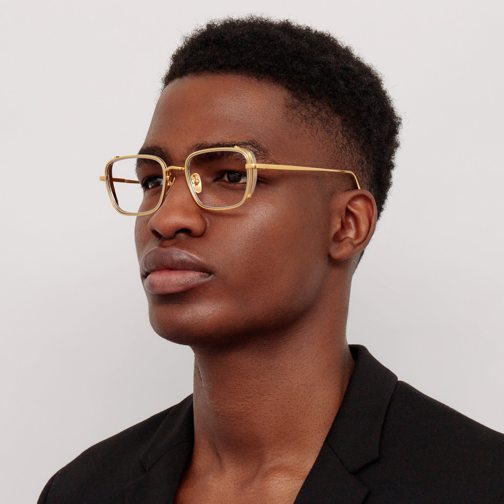 Ofer Rectangular Optical Frame in 22K Yellow Gold - LINDA FARROW - Optical Frame - 