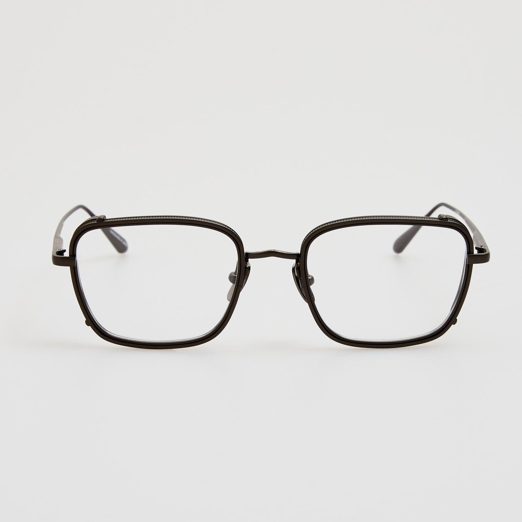 Ofer Rectangular Optical Frame in Matt Black Nickel - LINDA FARROW - Optical Frame - 