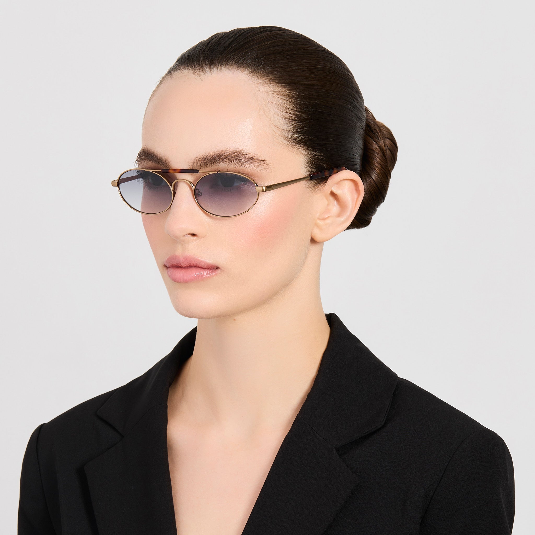 Oval Sunglasses in Gold and Tortoiseshell - LINDA FARROW-Sunglasses-