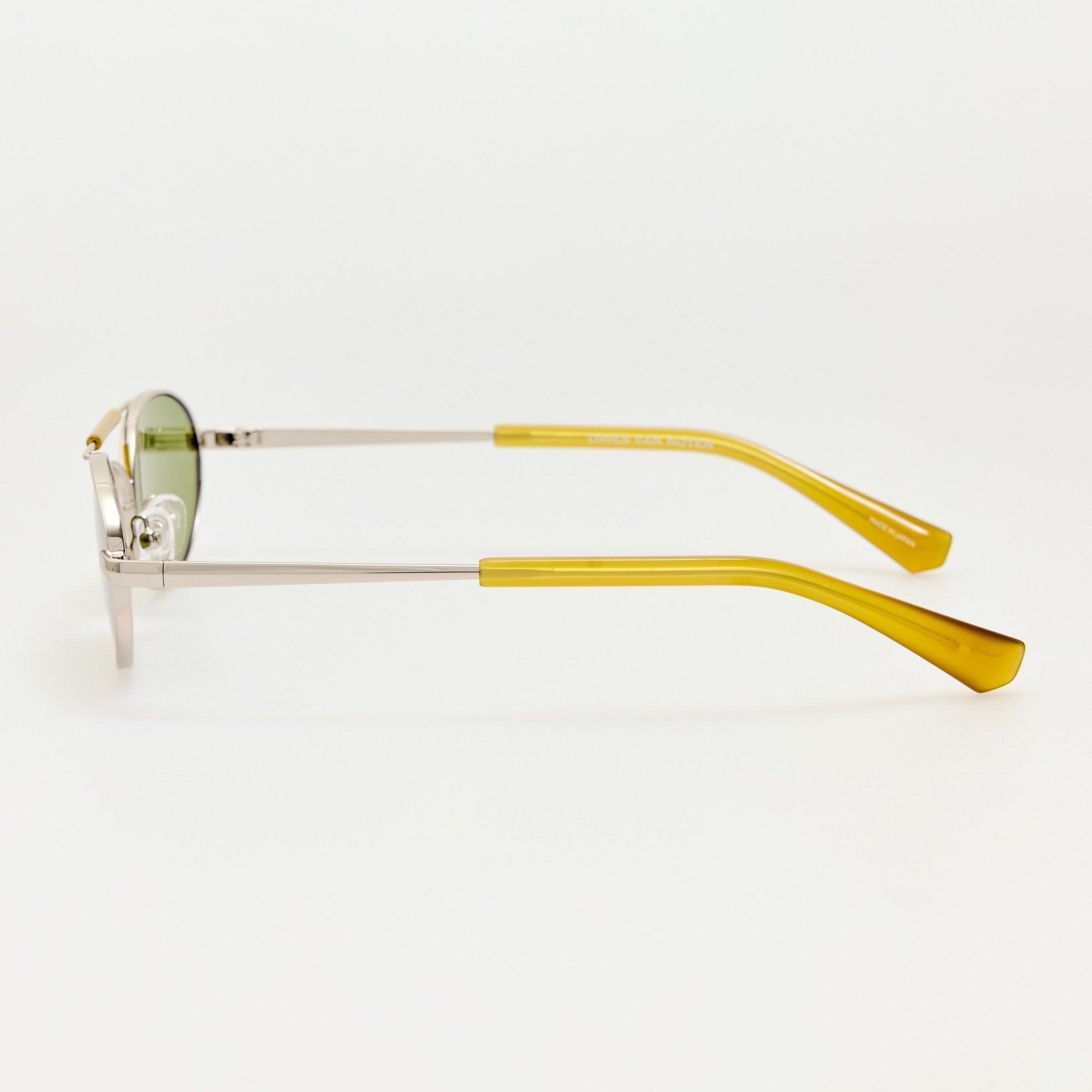 Oval Sunglasses in Silver and Green - LINDA FARROW-Sunglasses-