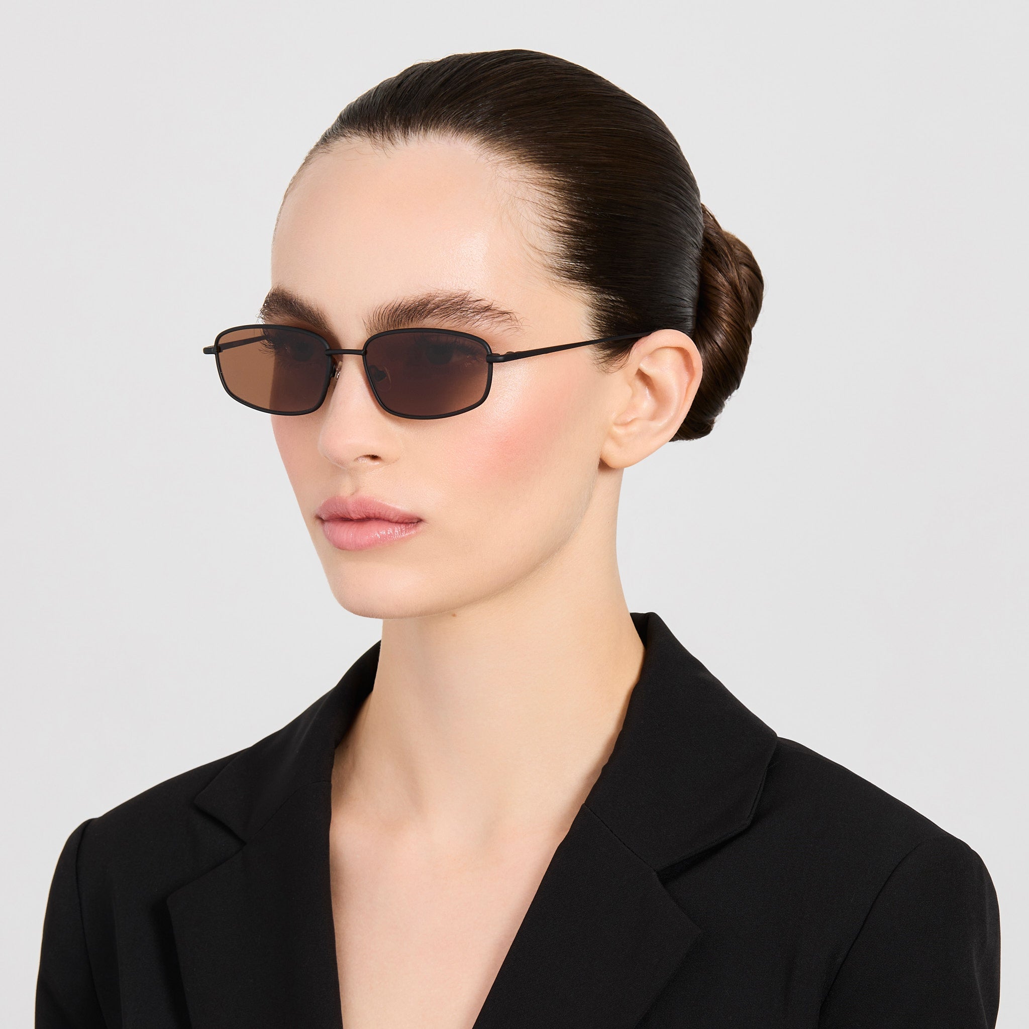 Palma Sunglasses in Black and Chocolate - LINDA FARROW-Sunglasses-